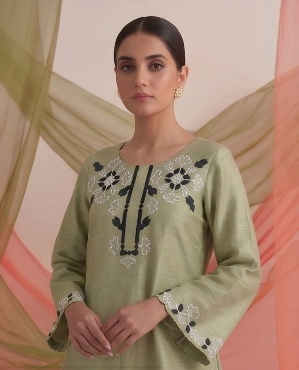 Sage Bloom Silk Co-ord Set