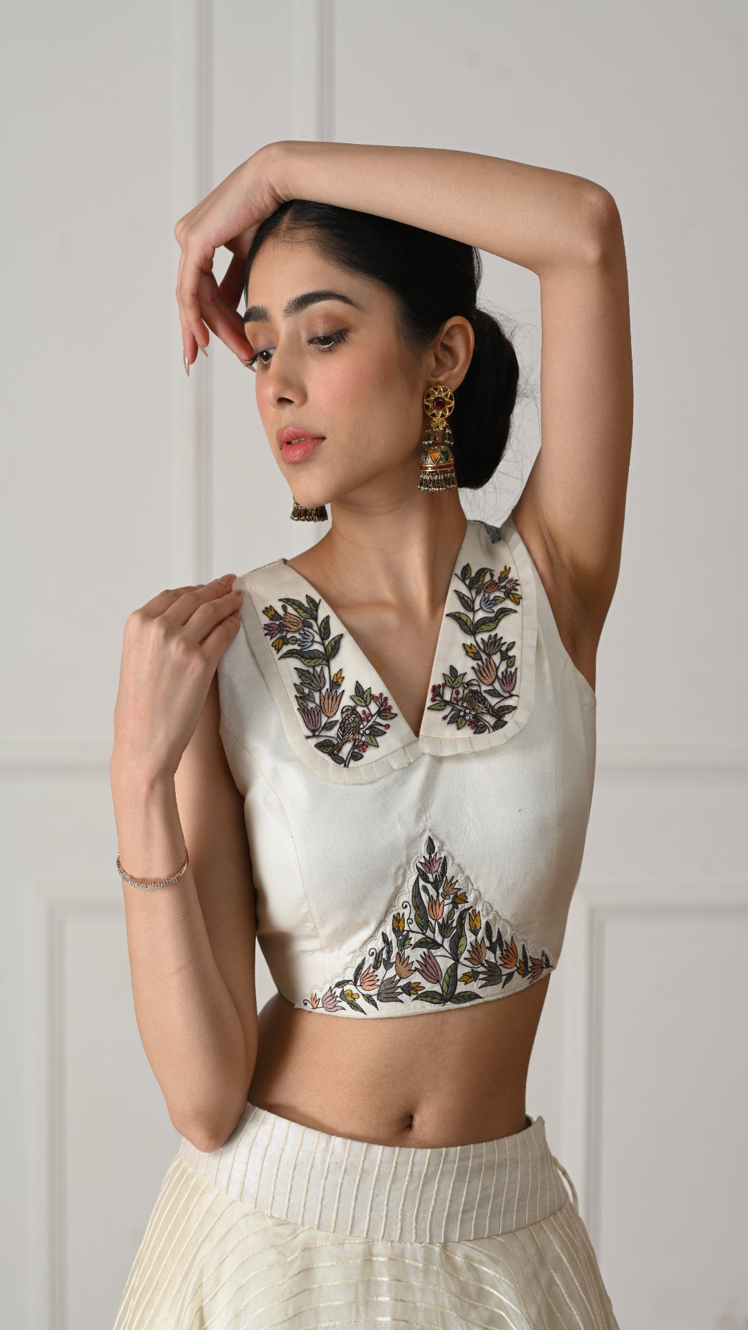 Ivory Garden Thread Embroidered Blouse