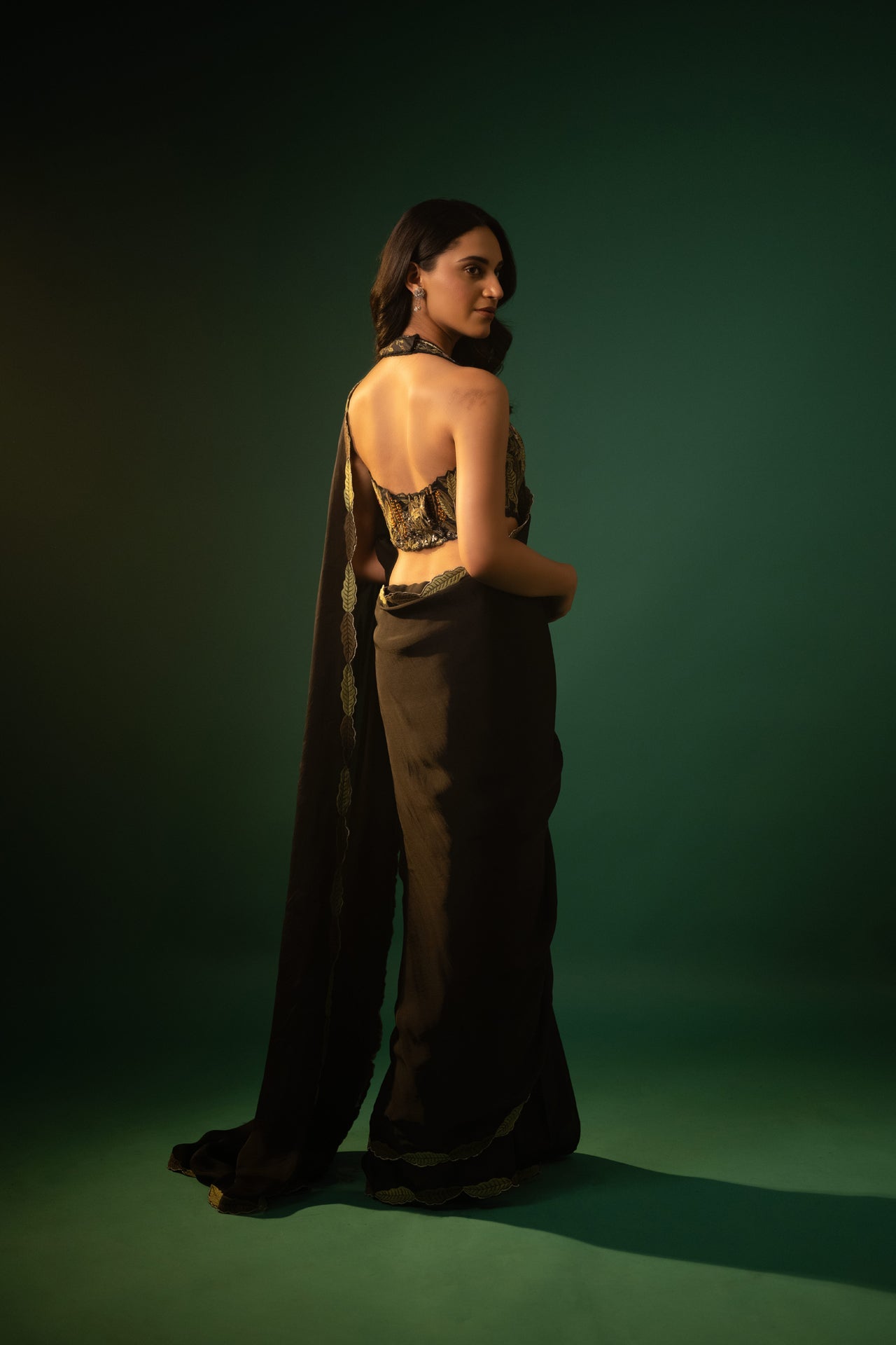 Satin Georgette Saree with Hand-Embroidered Silk Blouse