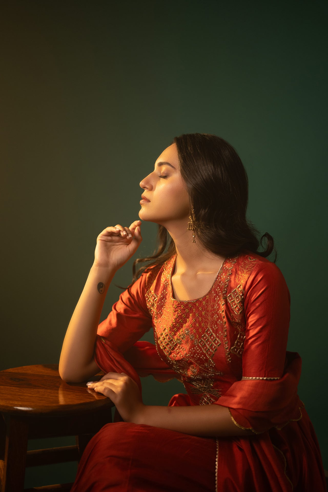 Hand-Embroidered Cotton Silk Long Suit