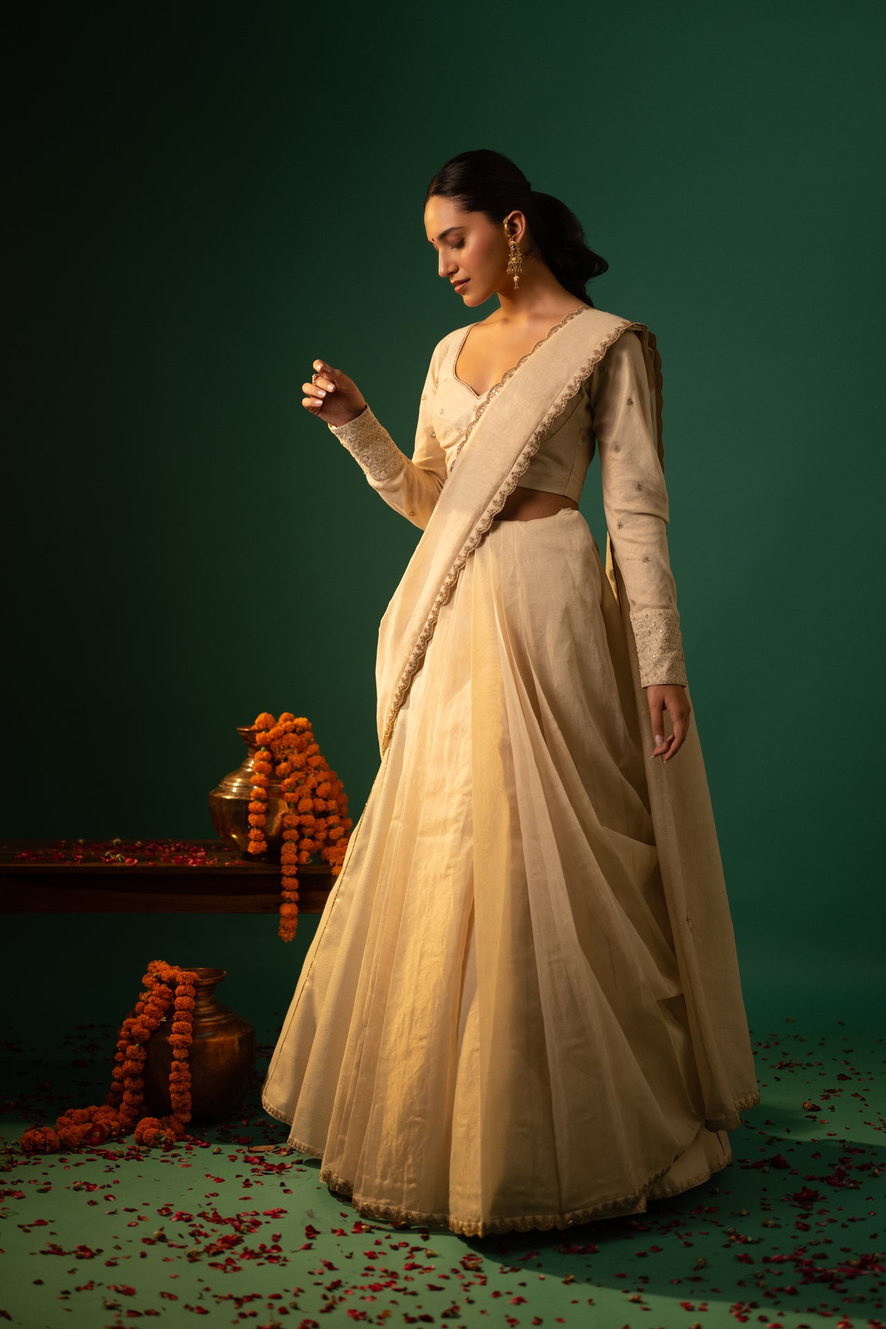 Brocade Lehenga with Hand Embroidered Dupatta and Blouse