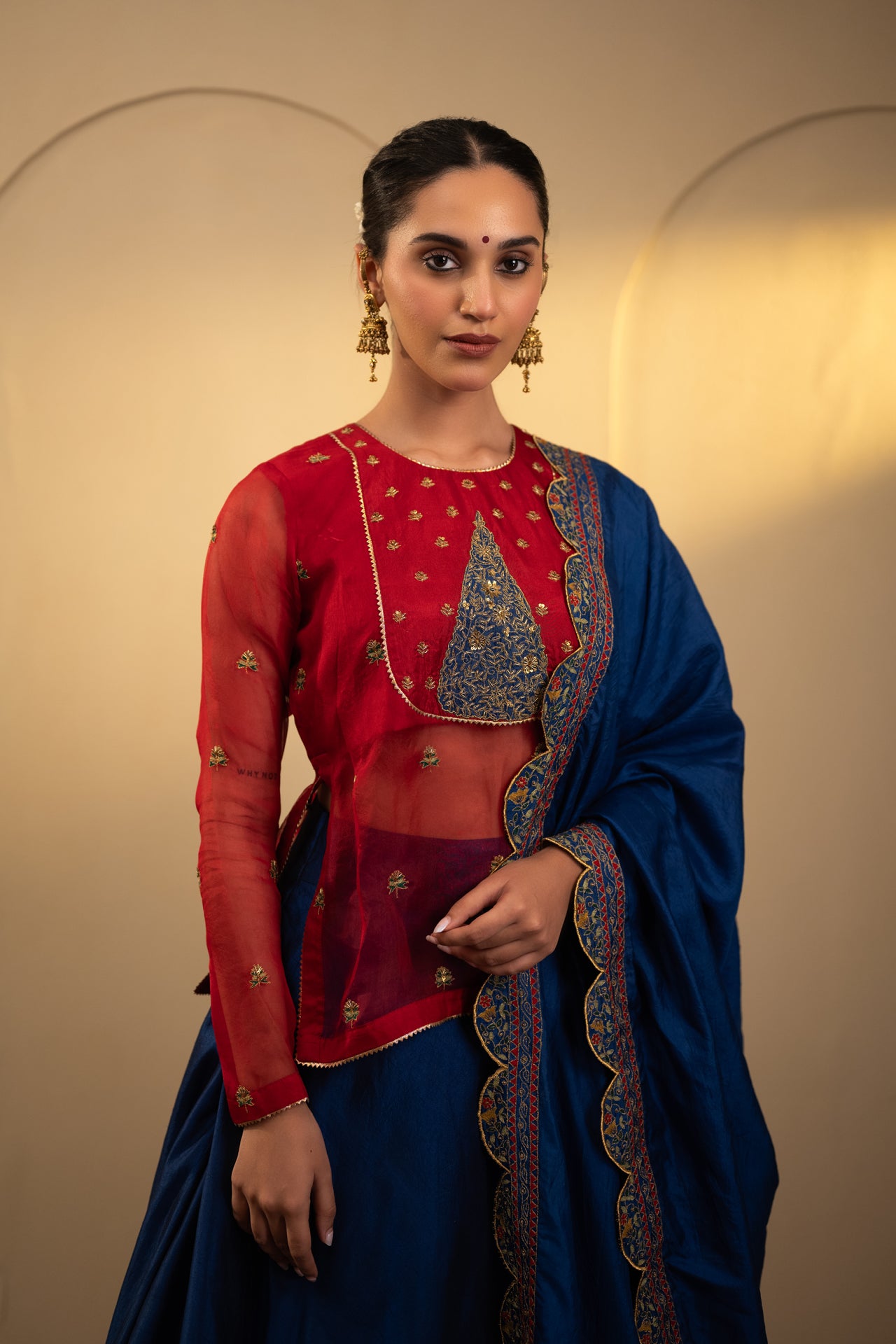 Silk Lehenga with Embroidered Blouse & Dupatta
