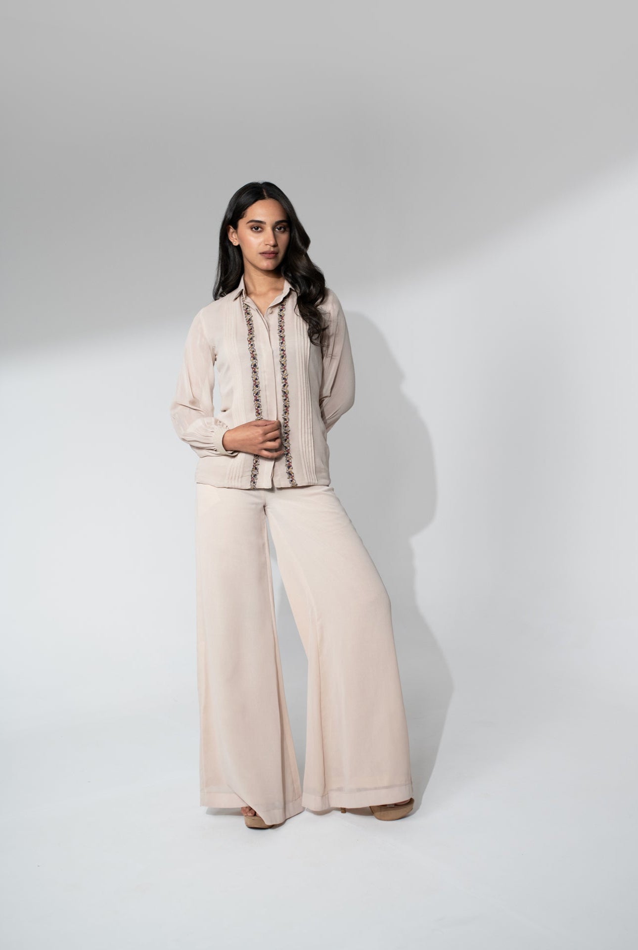 Georgette Co-Ord Set with Thread Work Shirt