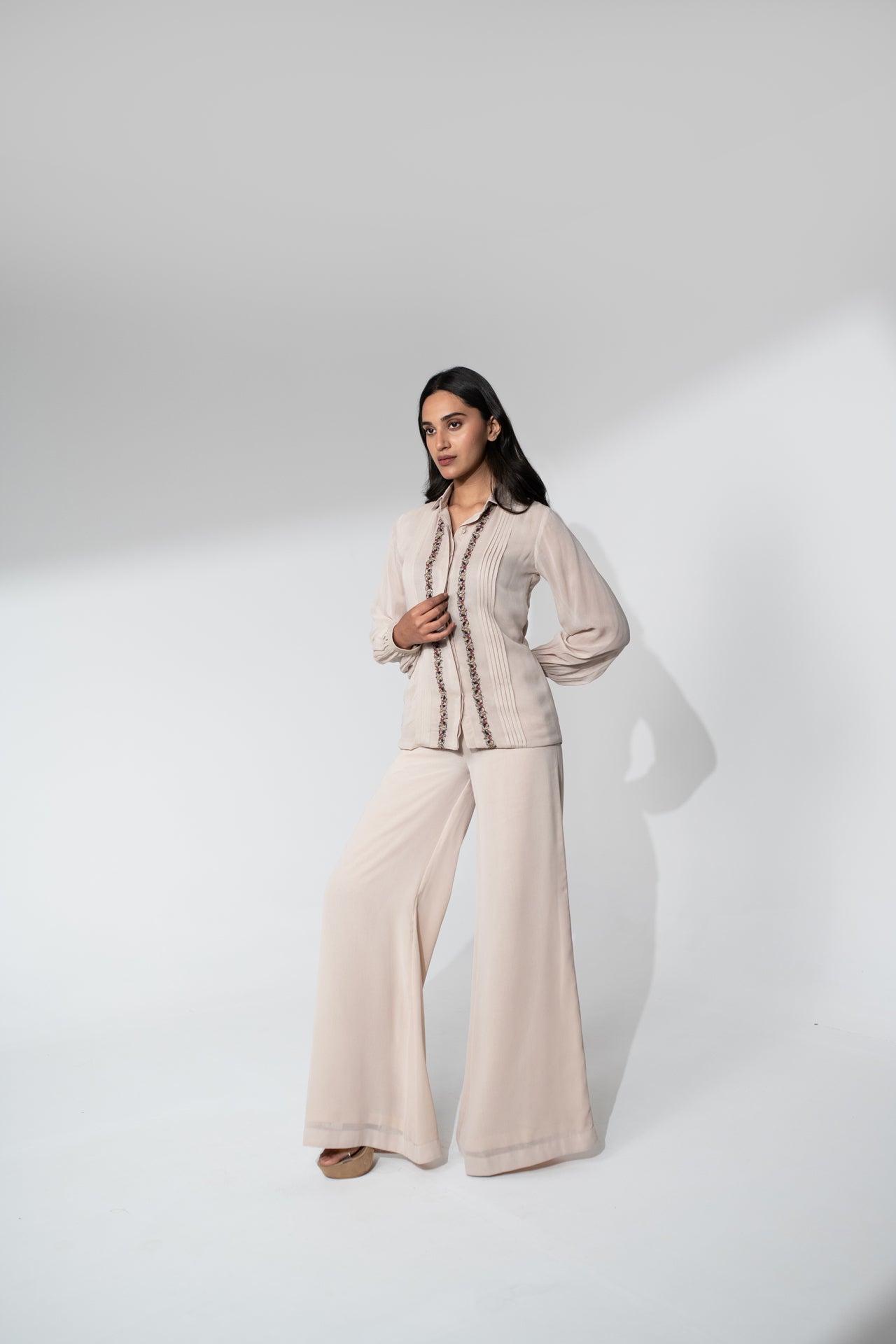 Georgette Co-Ord Set with Thread Work Shirt