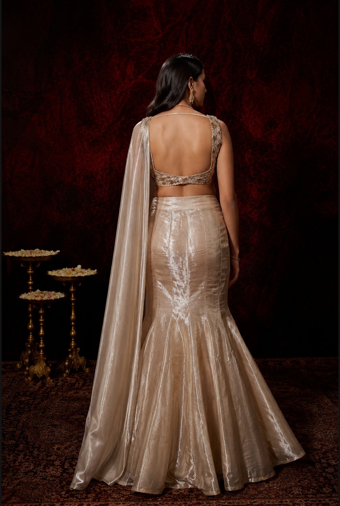 Champagne Drape Fusion Saree
