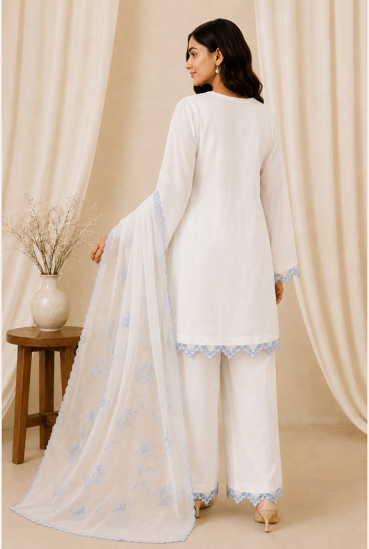 Blue Blossom Handcrafted Suit Set