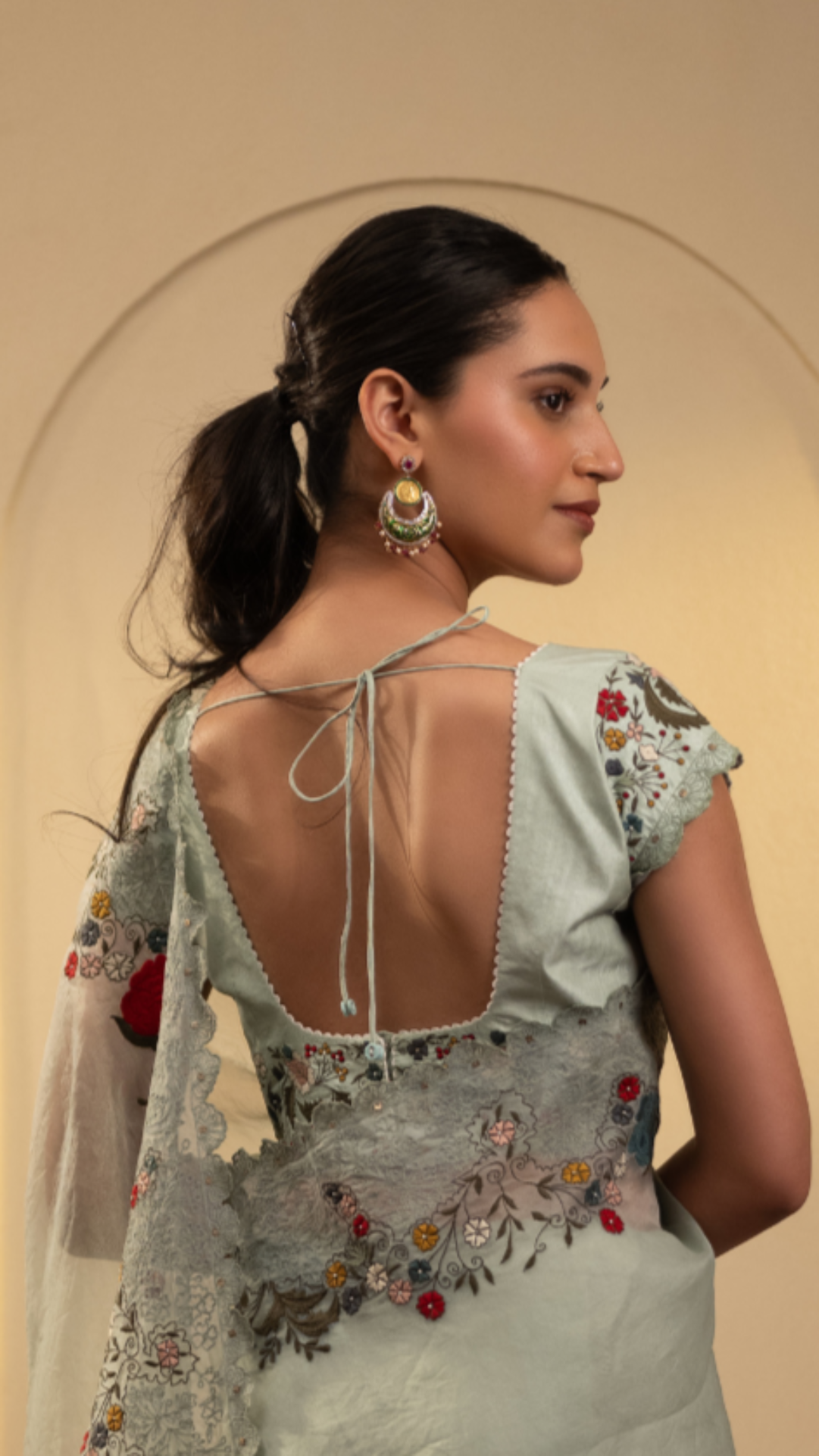 Mint Green Floral Embroidered Blouse