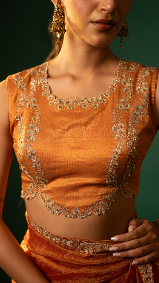 Amber Gold Embroidered Blouse