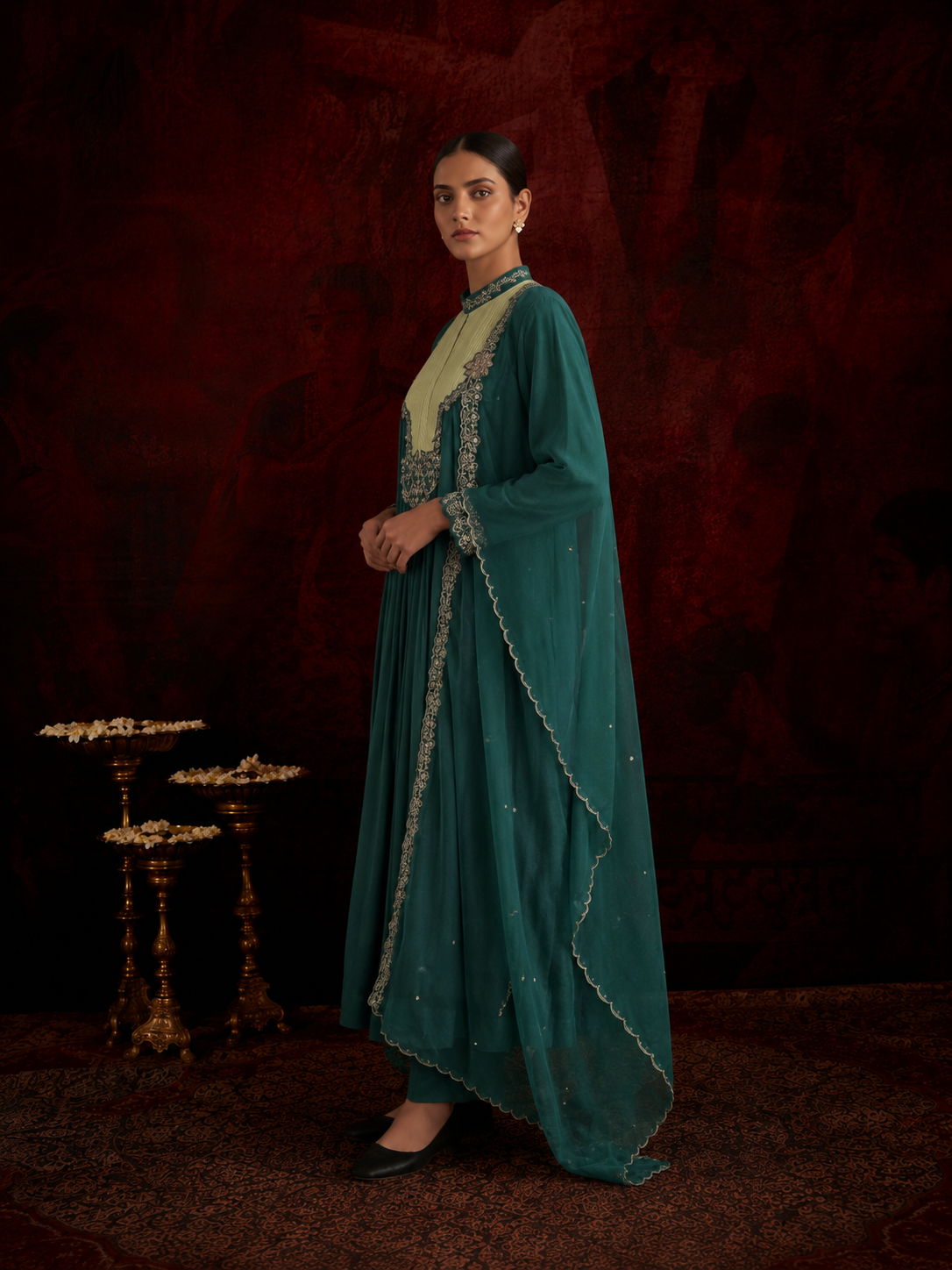 Emerald Noor Muslin Silk Suit Set