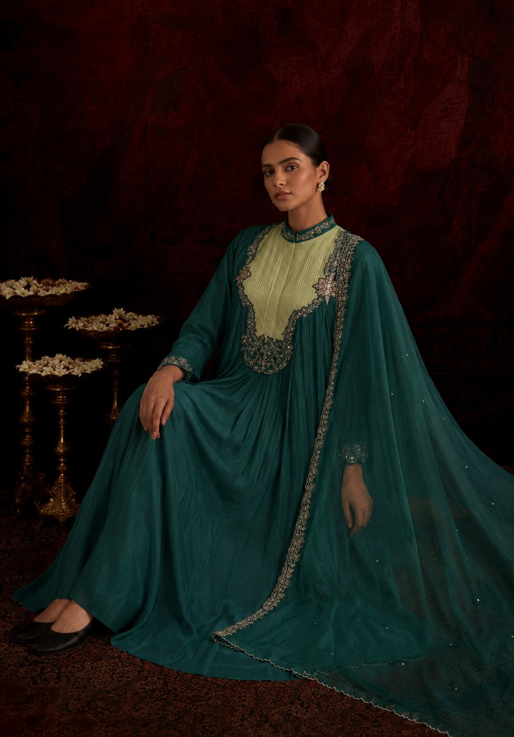 Emerald Noor Muslin Silk Suit Set
