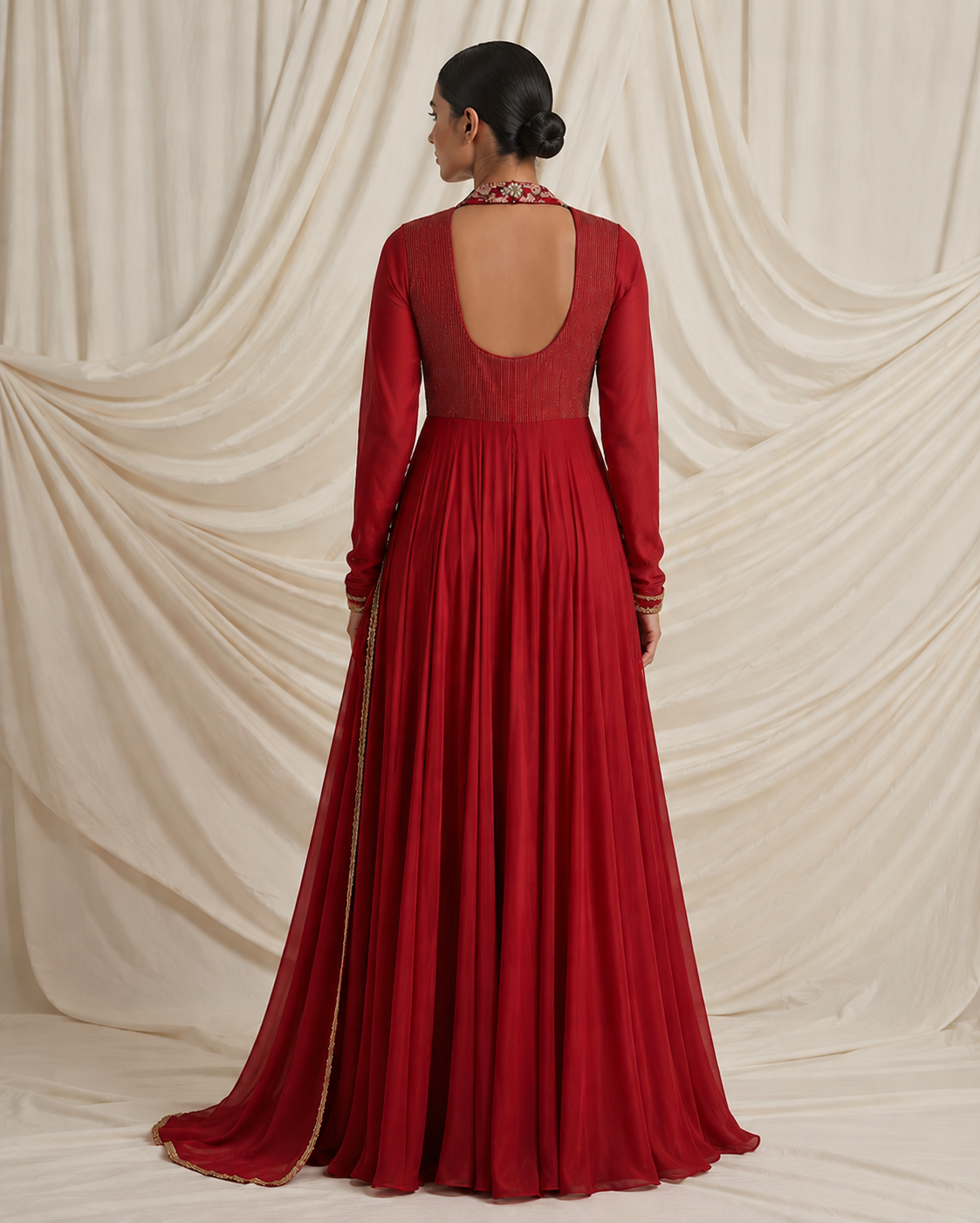 Ruby Royale Hand-Embroidered Chinon Suit Set