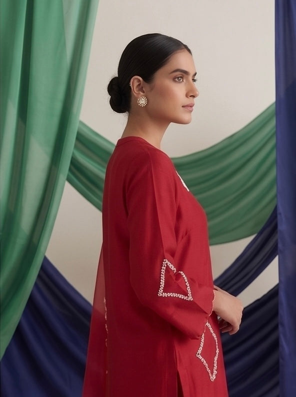 Gulnaar Pearl Embroidered Kurta Set