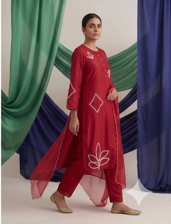 Gulnaar Pearl Embroidered Kurta Set