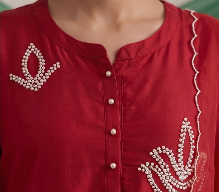 Gulnaar Pearl Embroidered Kurta Set