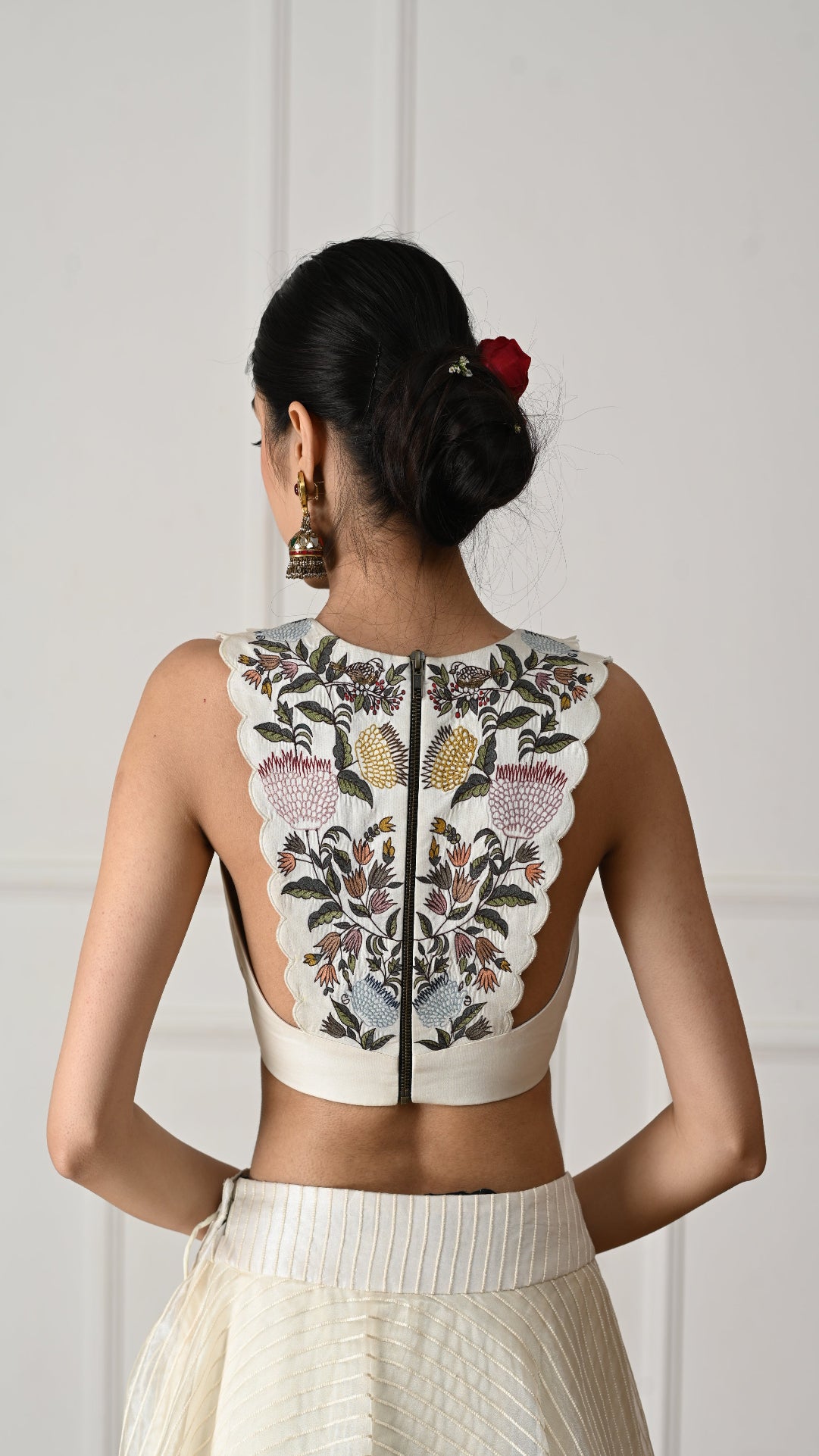 Ivory Garden Thread Embroidered Blouse