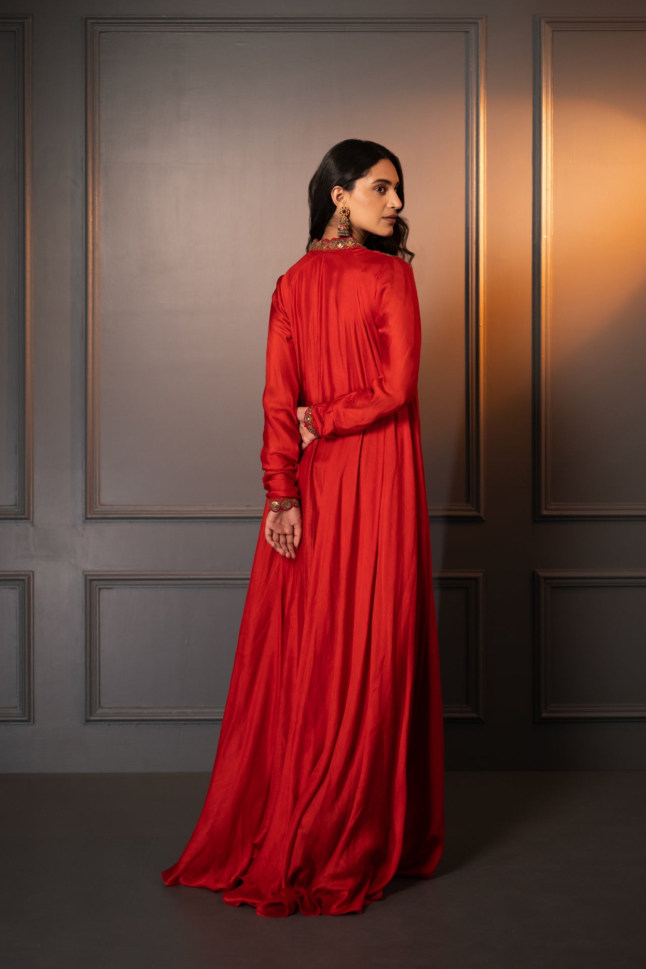 Embroidered Cotton Silk Gown