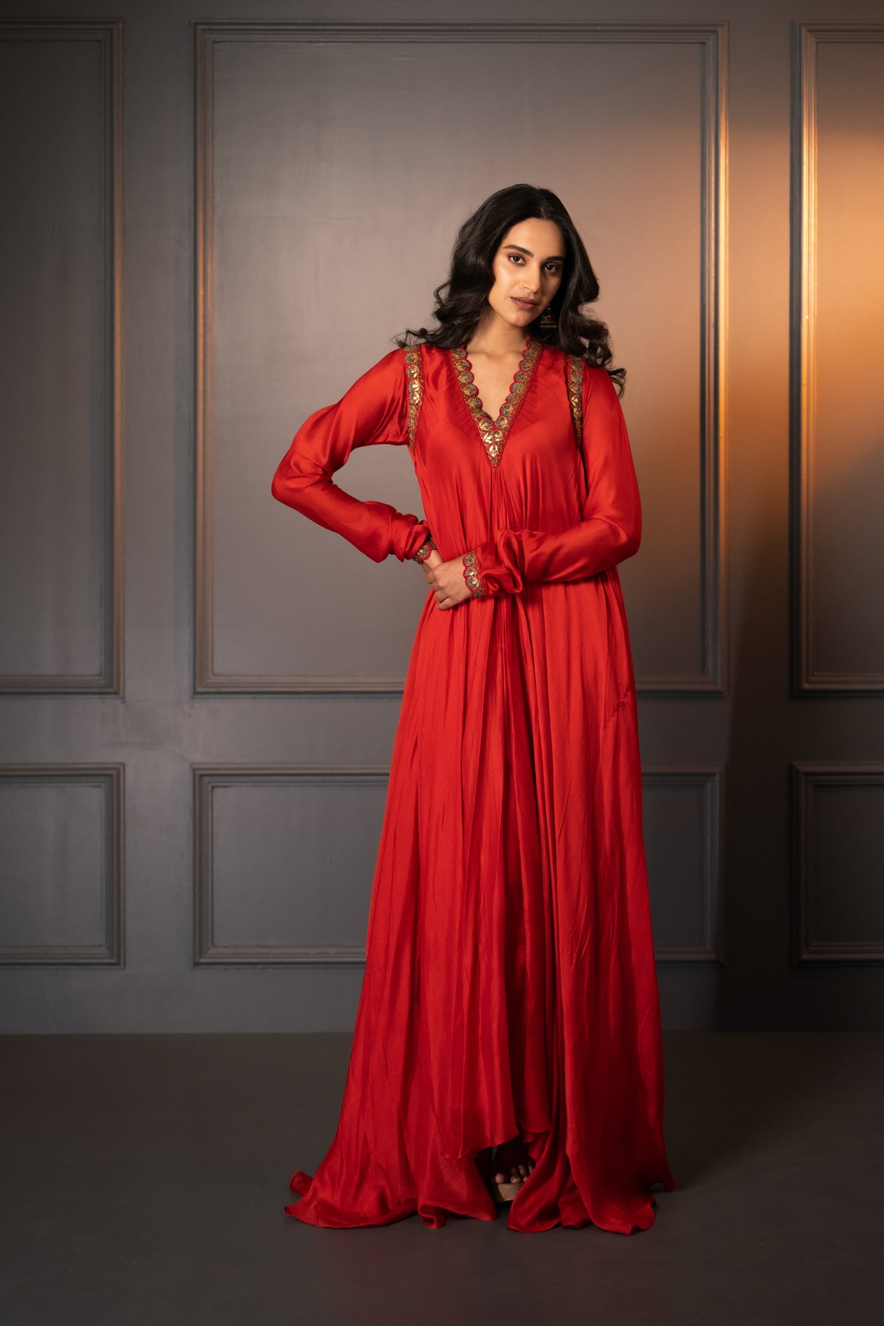 Embroidered Cotton Silk Gown