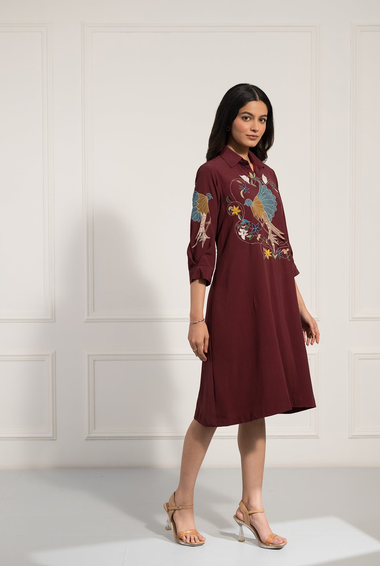 Double Georgette Dress with Applique and Thread Work