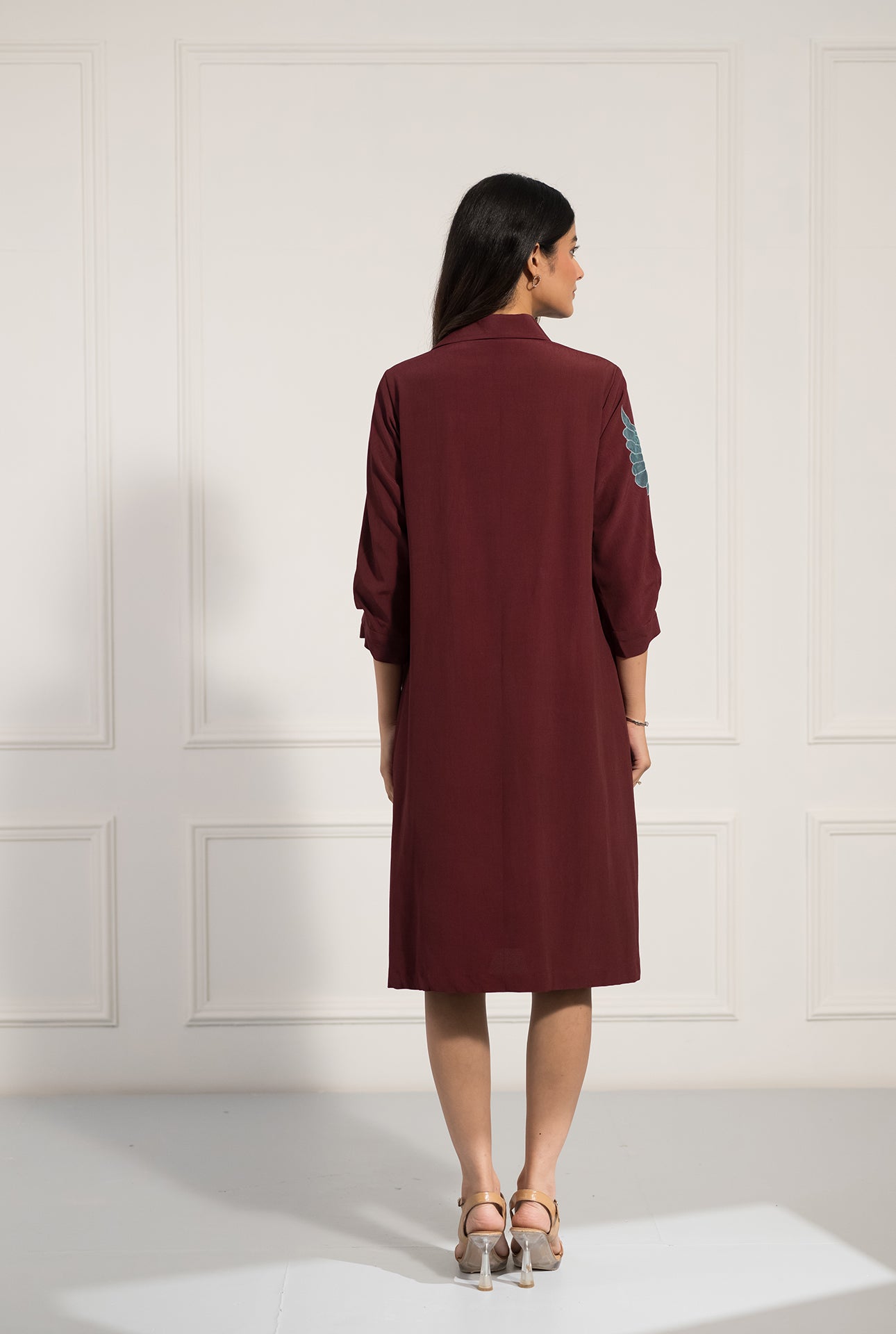 Double Georgette Dress with Applique and Thread Work
