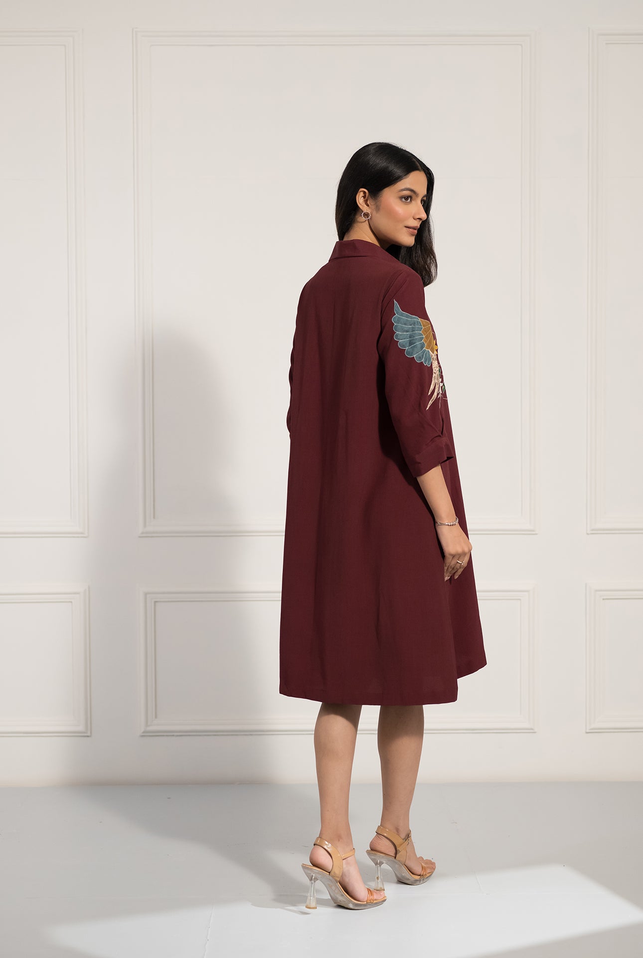 Double Georgette Dress with Applique and Thread Work