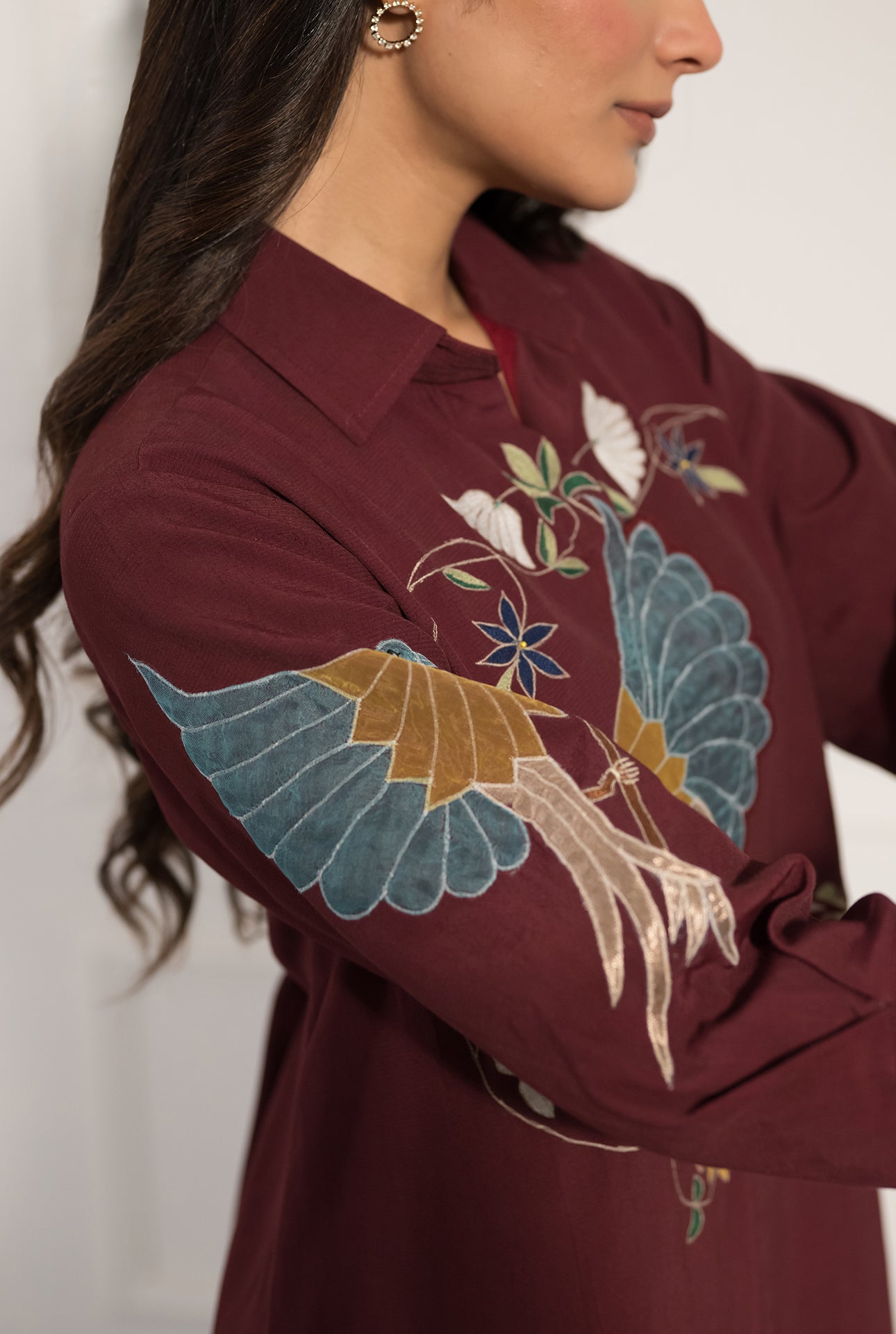 Double Georgette Dress with Applique and Thread Work