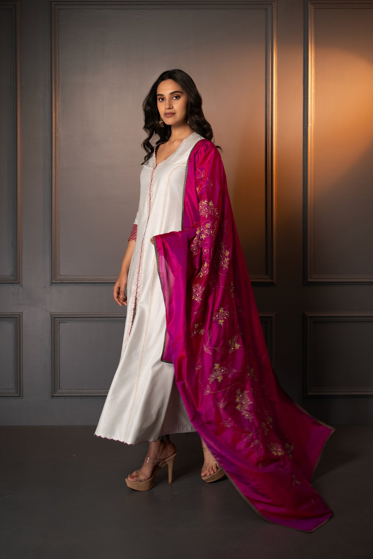 Cotton Silk Embroidered Suit with Silk Dupatta