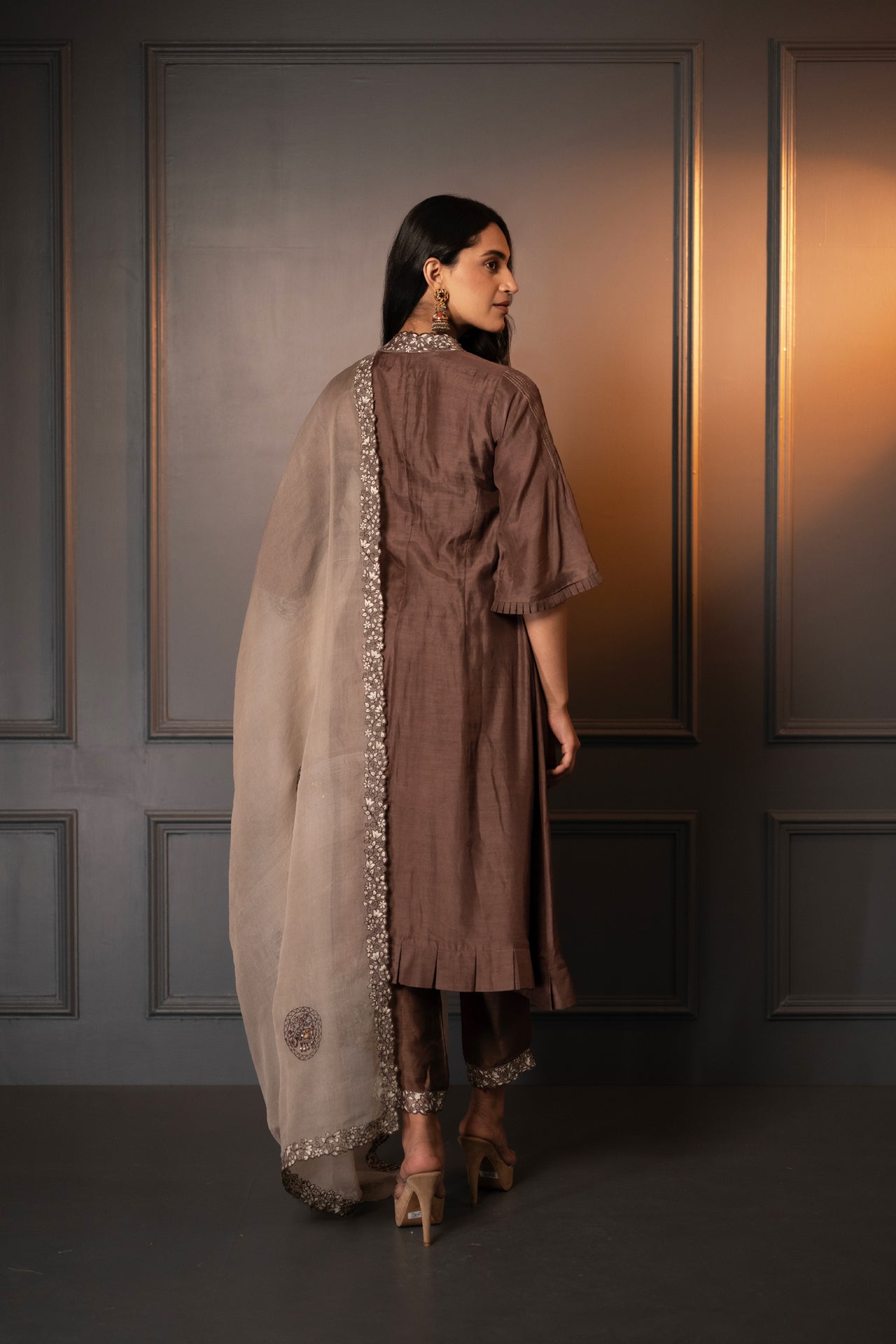 Cotton Silk Suit with Thread Work & Embroidered Organza Dupatta