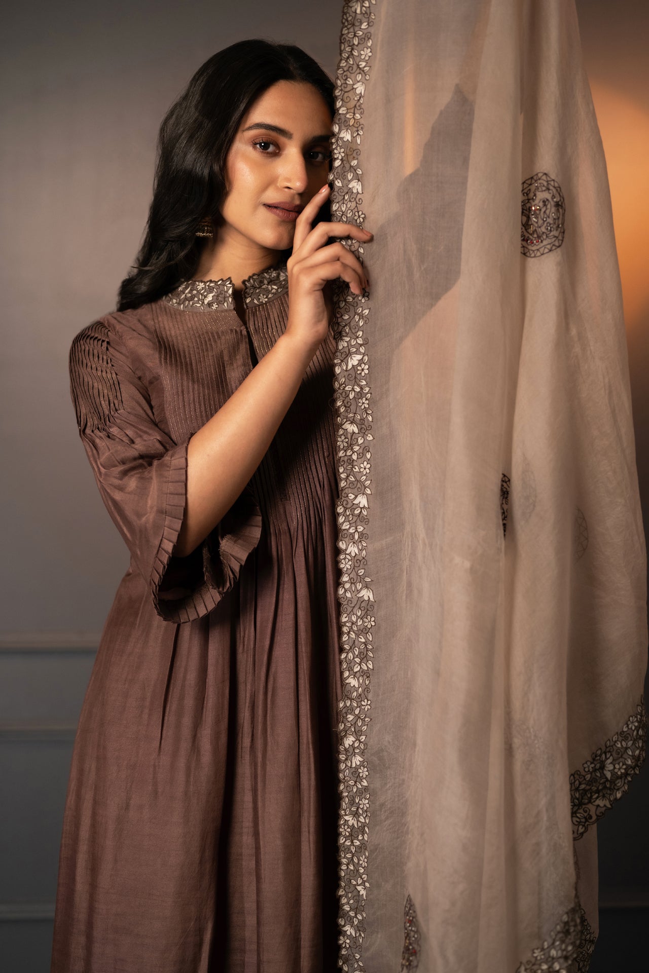 Cotton Silk Suit with Thread Work & Embroidered Organza Dupatta