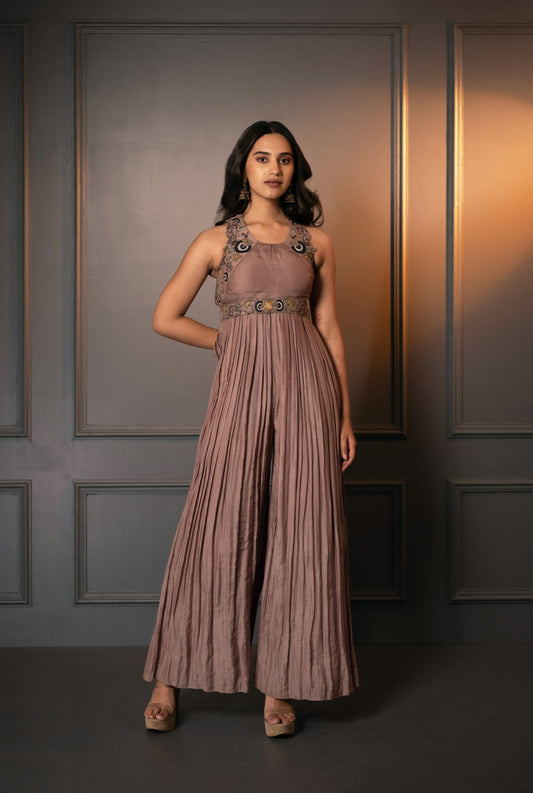 Cotton Silk Embroidered Jumpsuit
