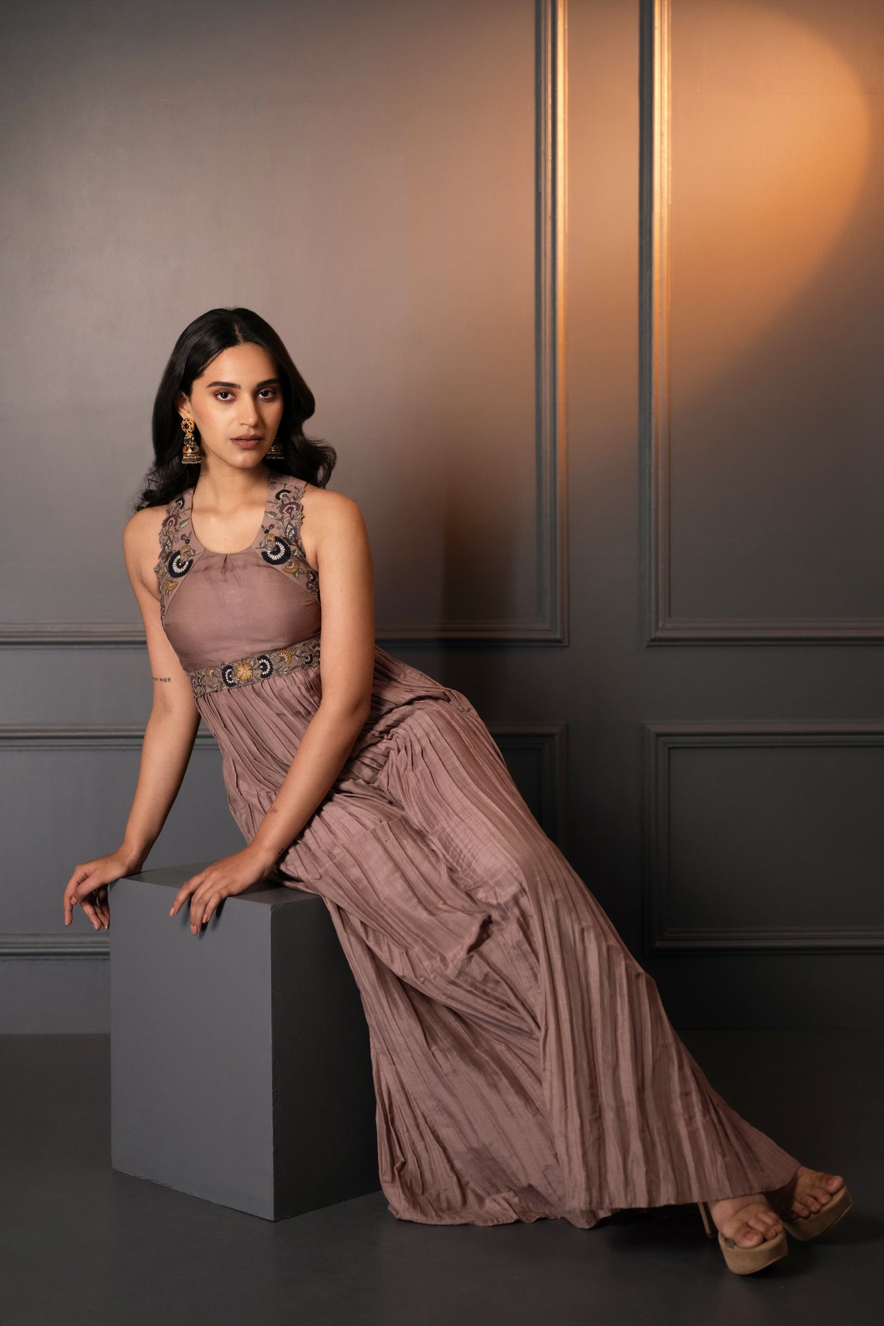 Cotton Silk Embroidered Jumpsuit