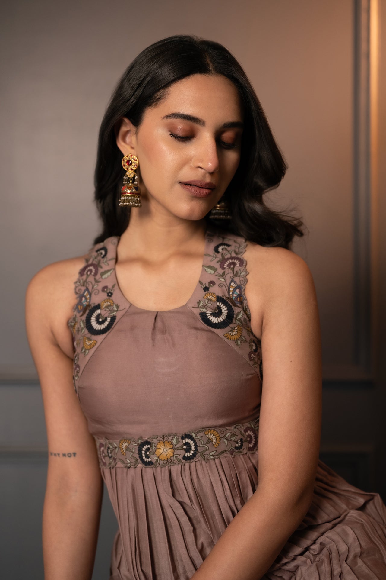 Cotton Silk Embroidered Jumpsuit