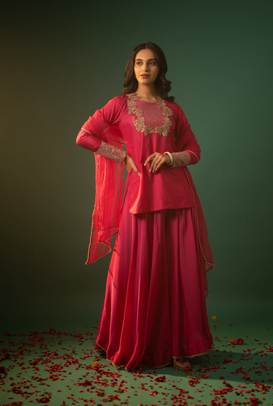 Hand Embroidered Sharara Suit set
