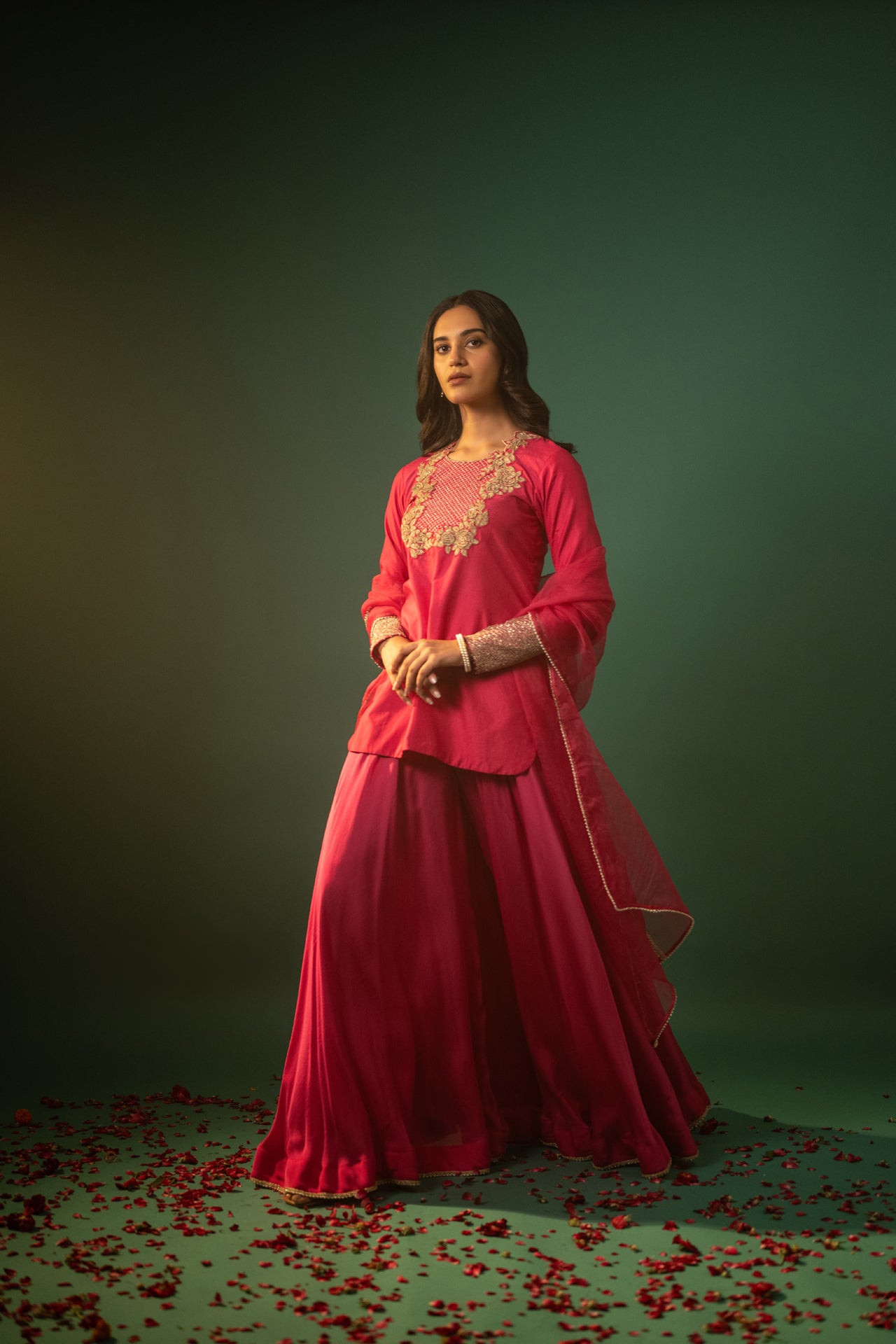 Hand Embroidered Sharara Suit set