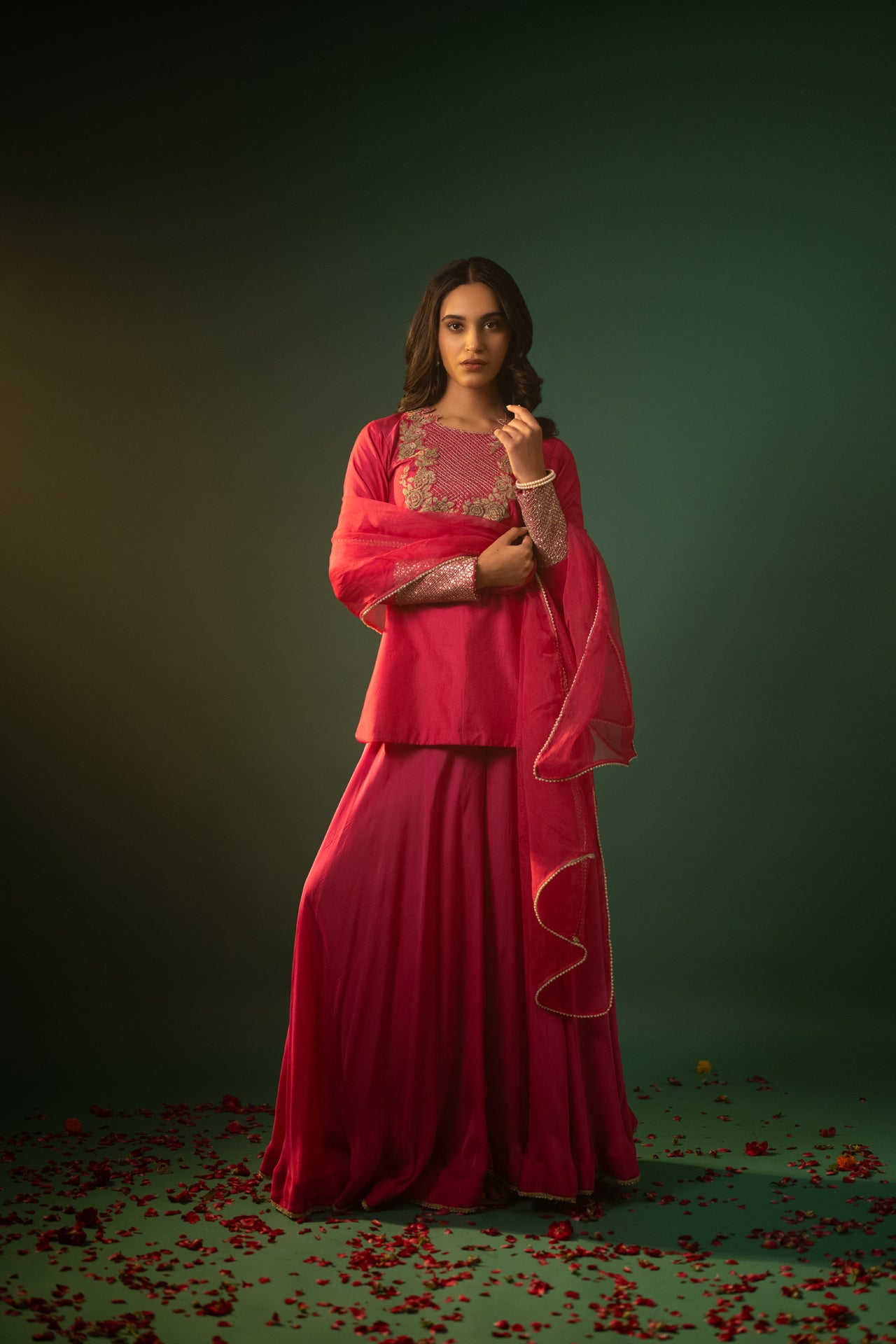 Hand Embroidered Sharara Suit set