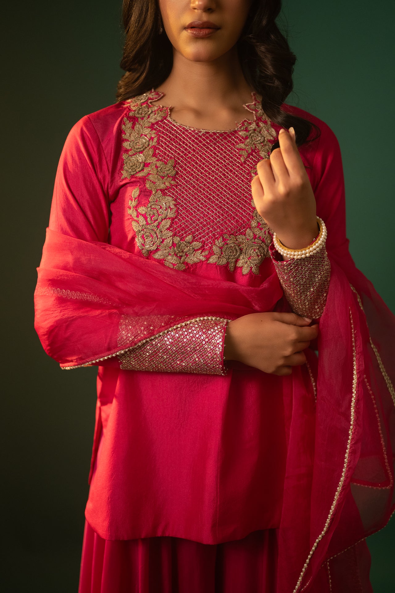 Hand Embroidered Sharara Suit set