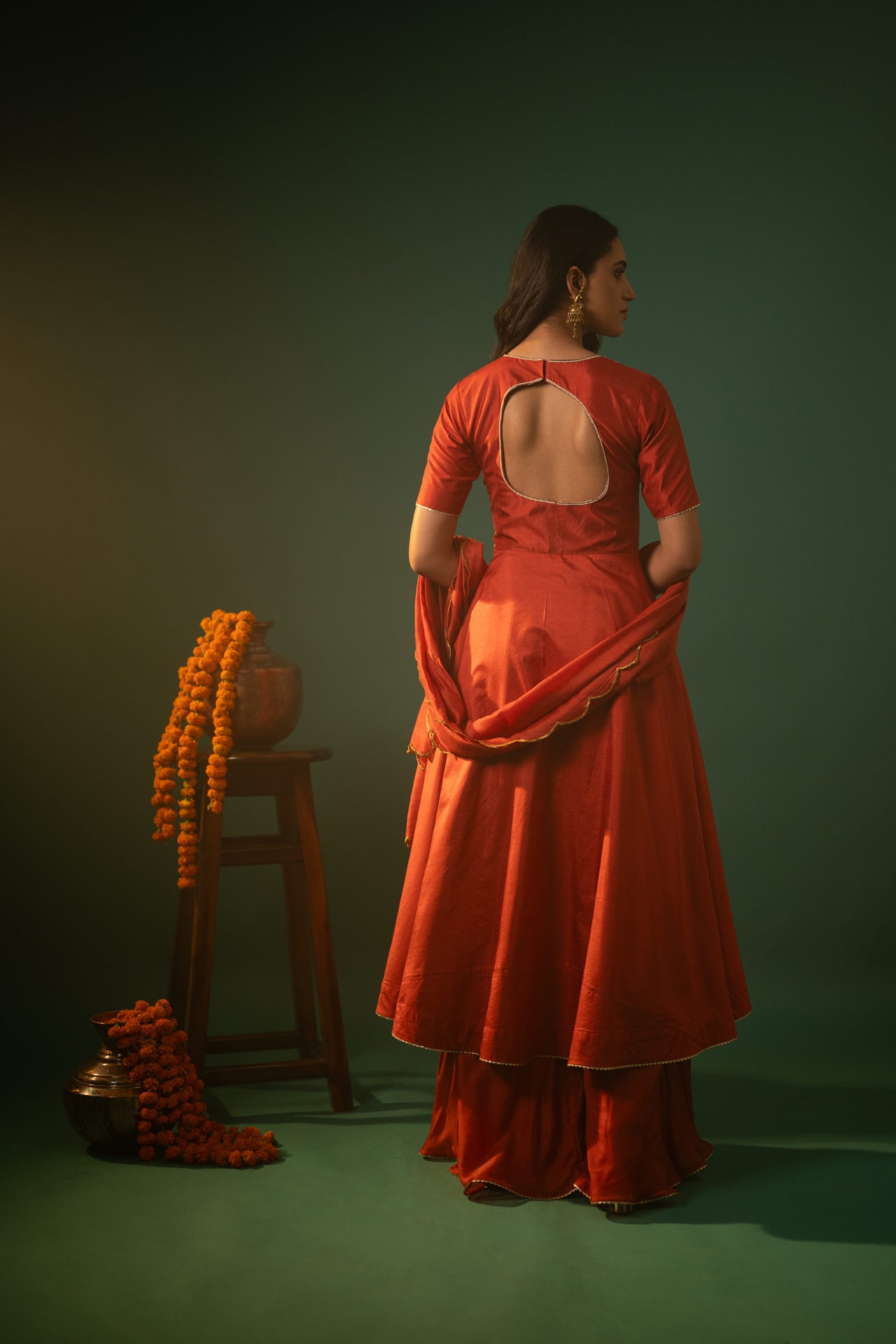 Hand-Embroidered Cotton Silk Long Suit