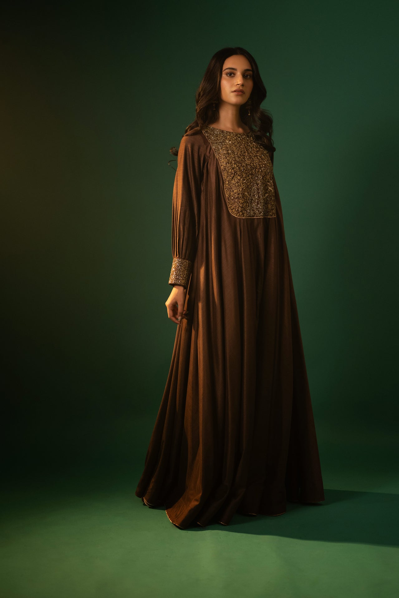 Cotton Silk Long Dress with Exquisite Zardozi Handwork