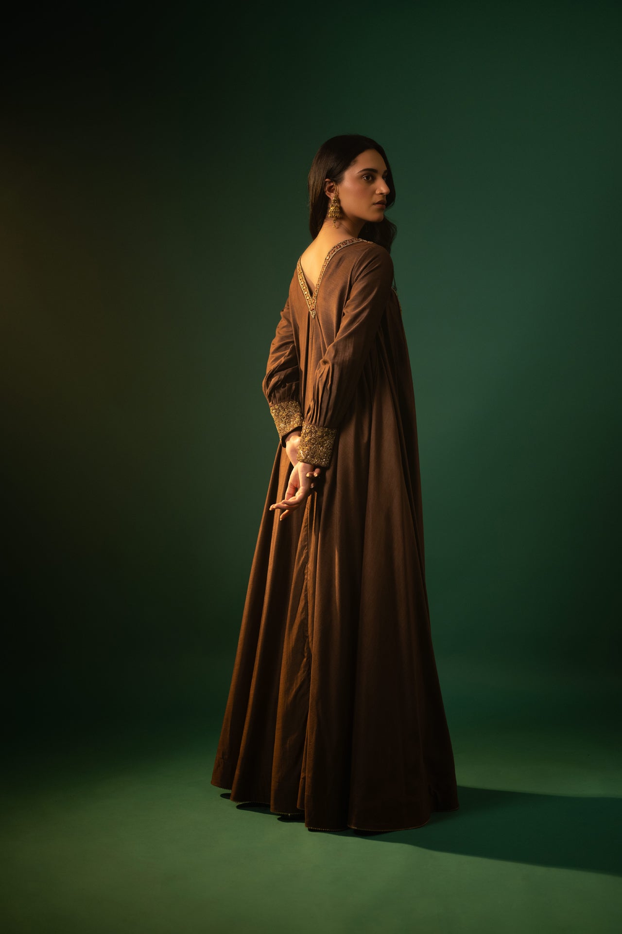 Cotton Silk Long Dress with Exquisite Zardozi Handwork