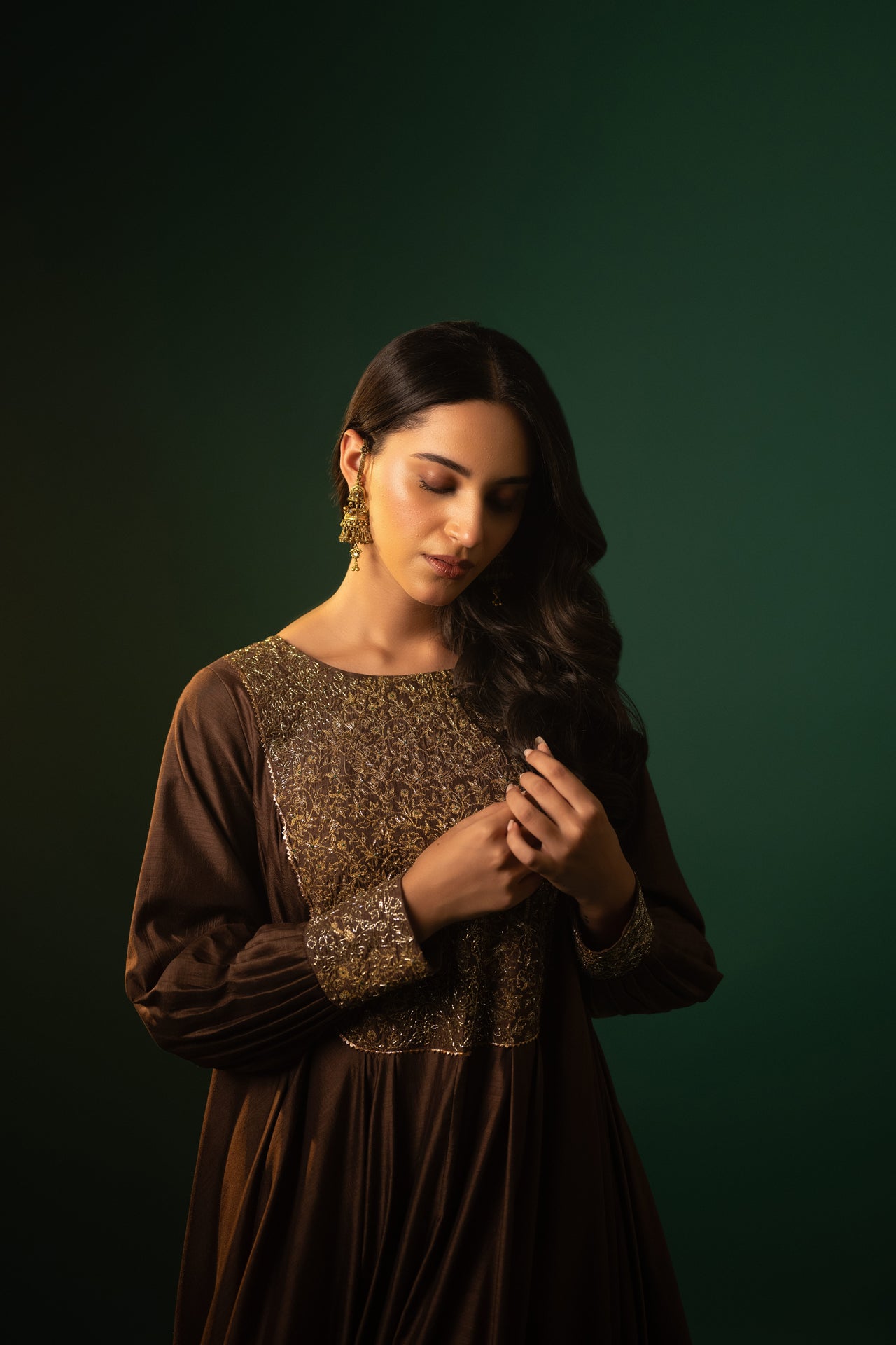 Cotton Silk Long Dress with Exquisite Zardozi Handwork