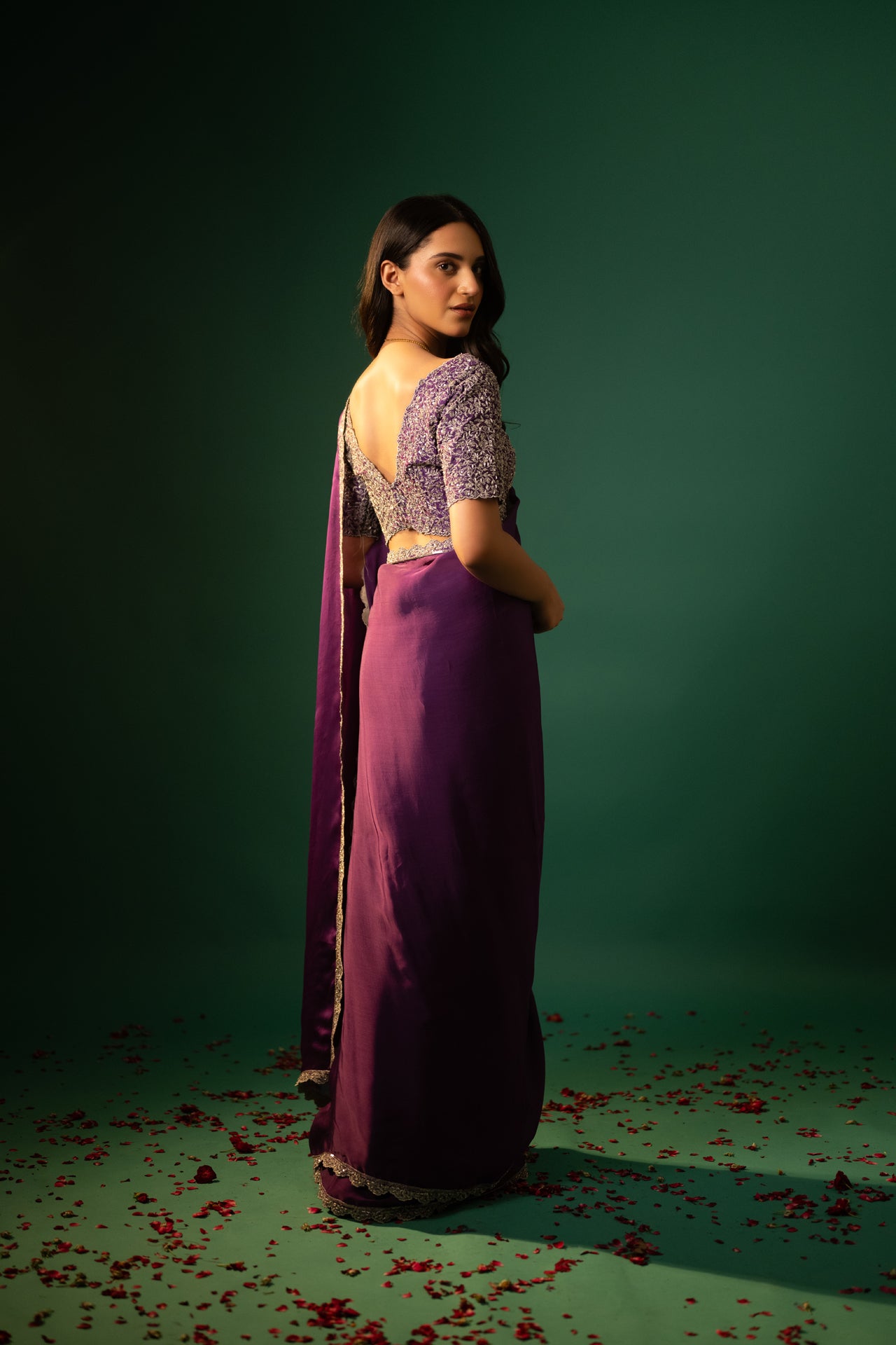 Satin Georgette Zardozi Work Saree