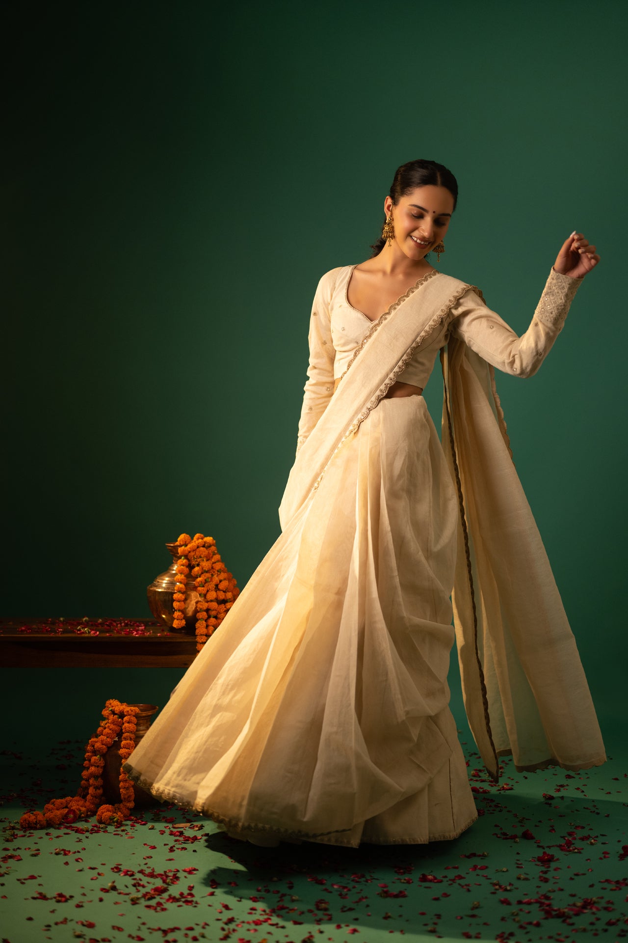 Brocade Lehenga with Hand Embroidered Dupatta and Blouse