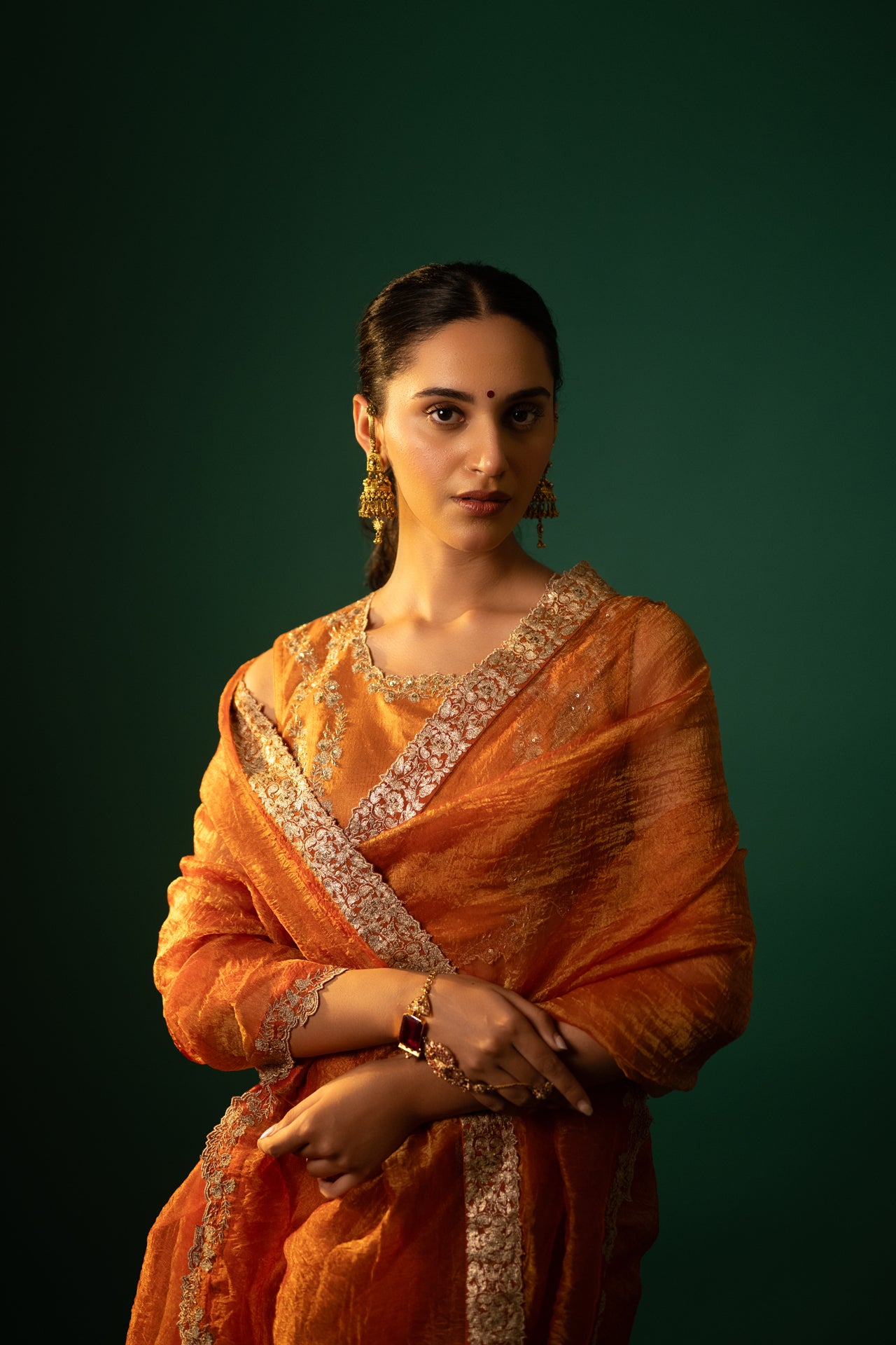 Crushed Tissue Zari Work Saree