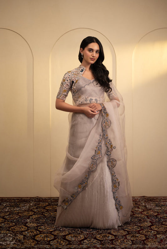 Silk Lehenga with Embroidered Blouse & Dupatta