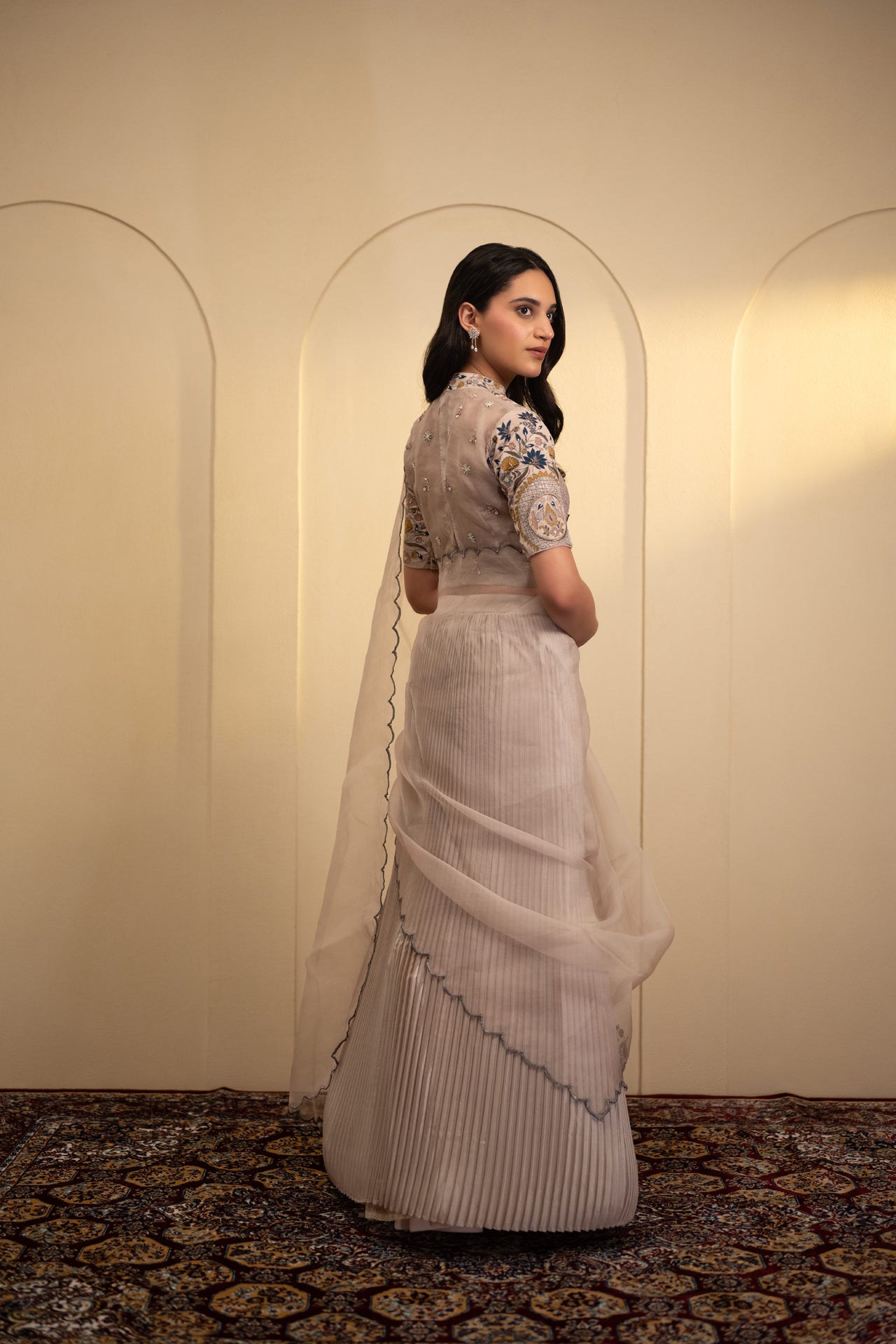 Silk Lehenga with Embroidered Blouse & Dupatta