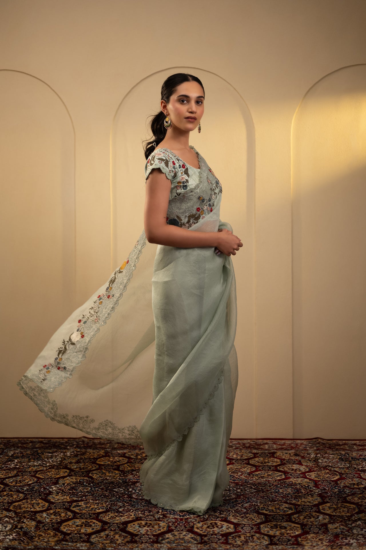 Embroidered Organza Saree