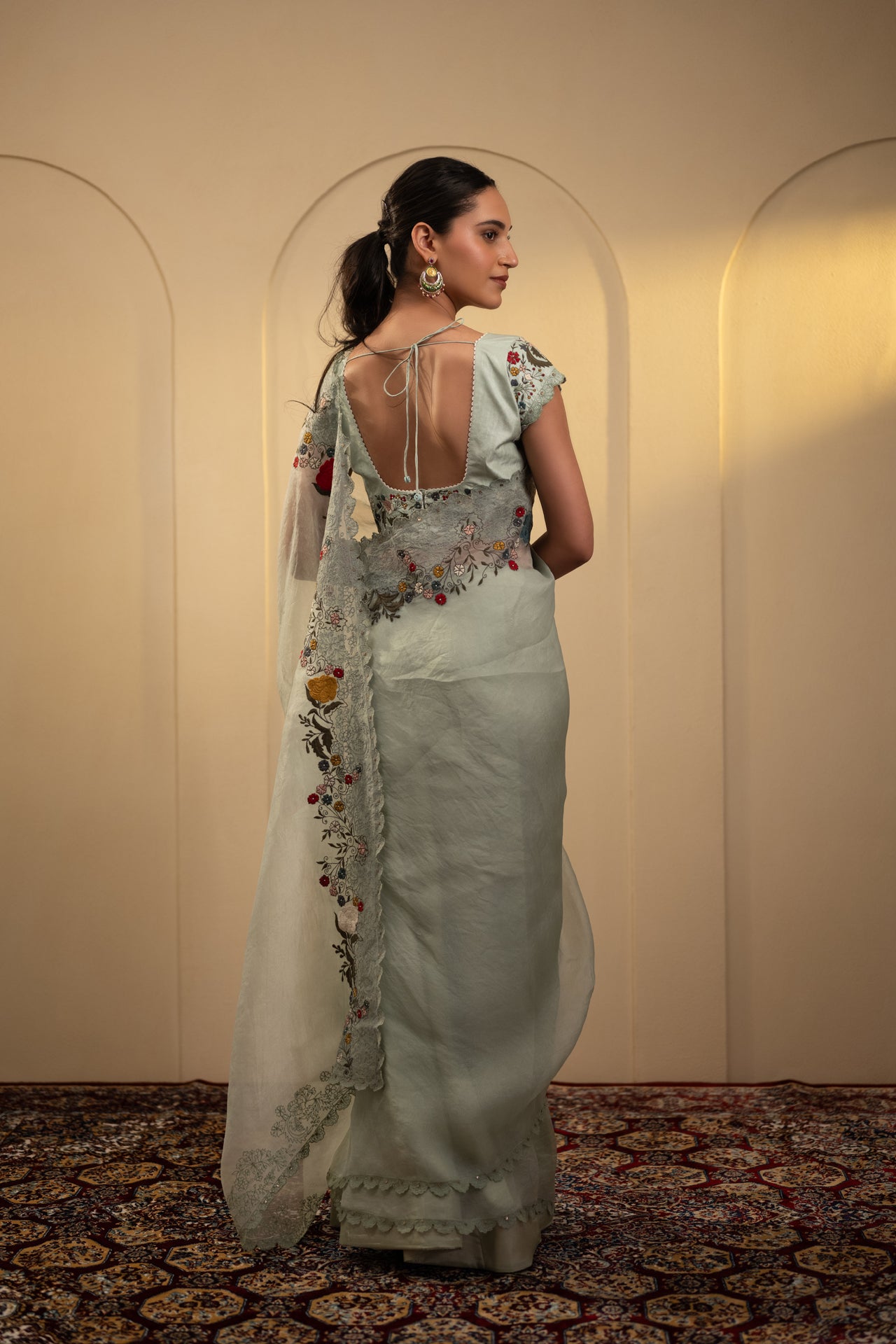 Embroidered Organza Saree