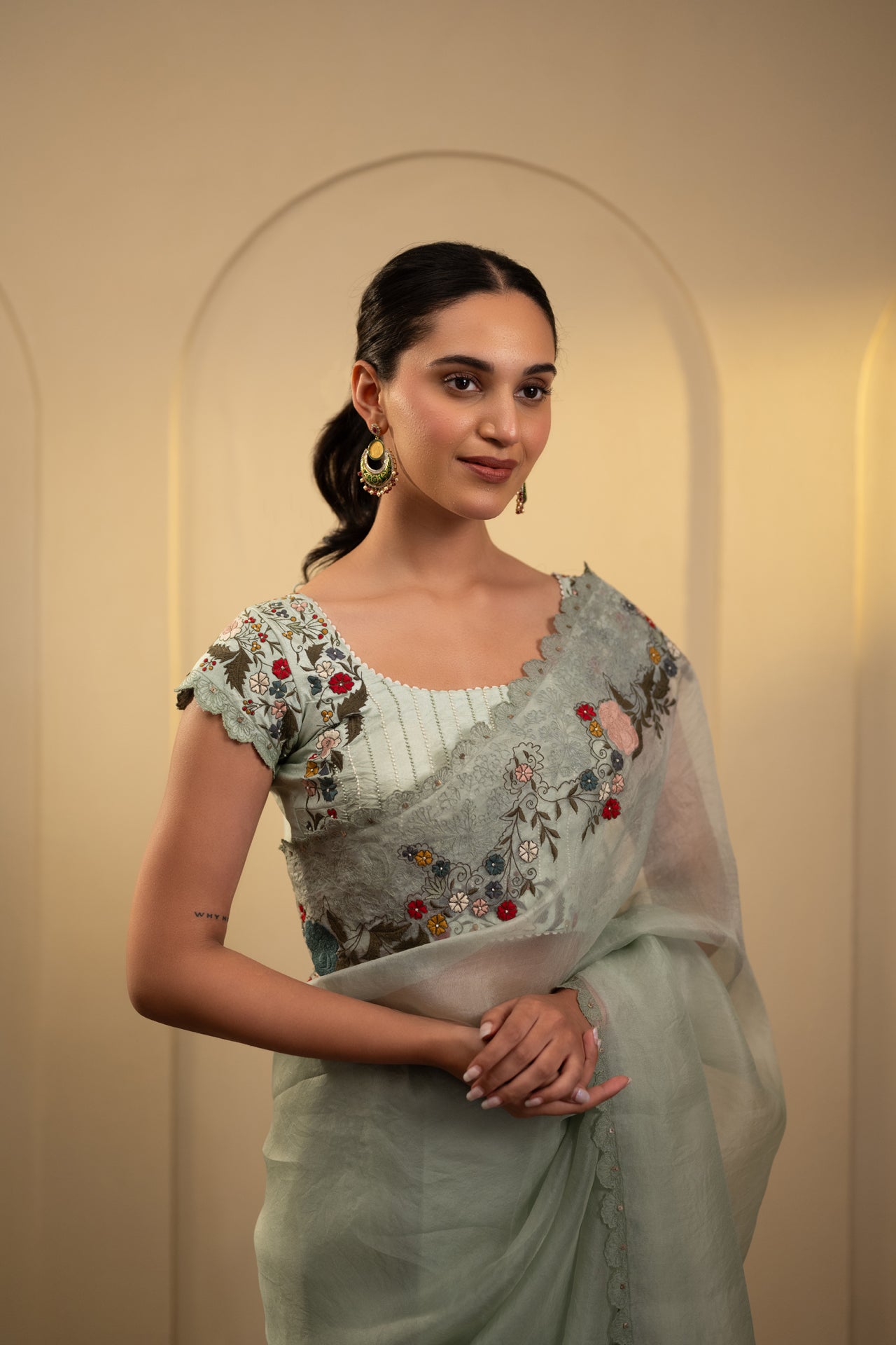 Embroidered Organza Saree