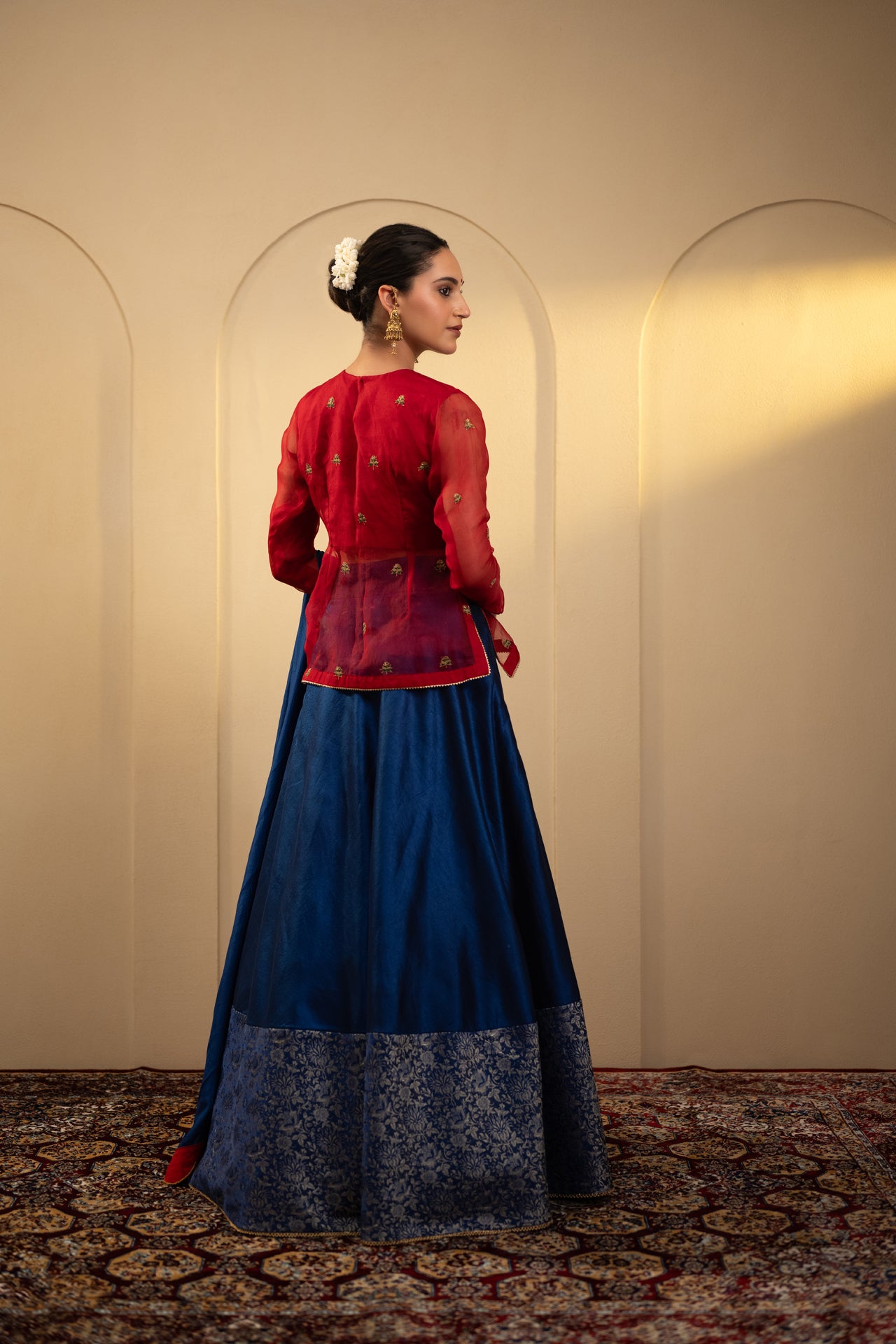 Silk Lehenga with Embroidered Blouse & Dupatta