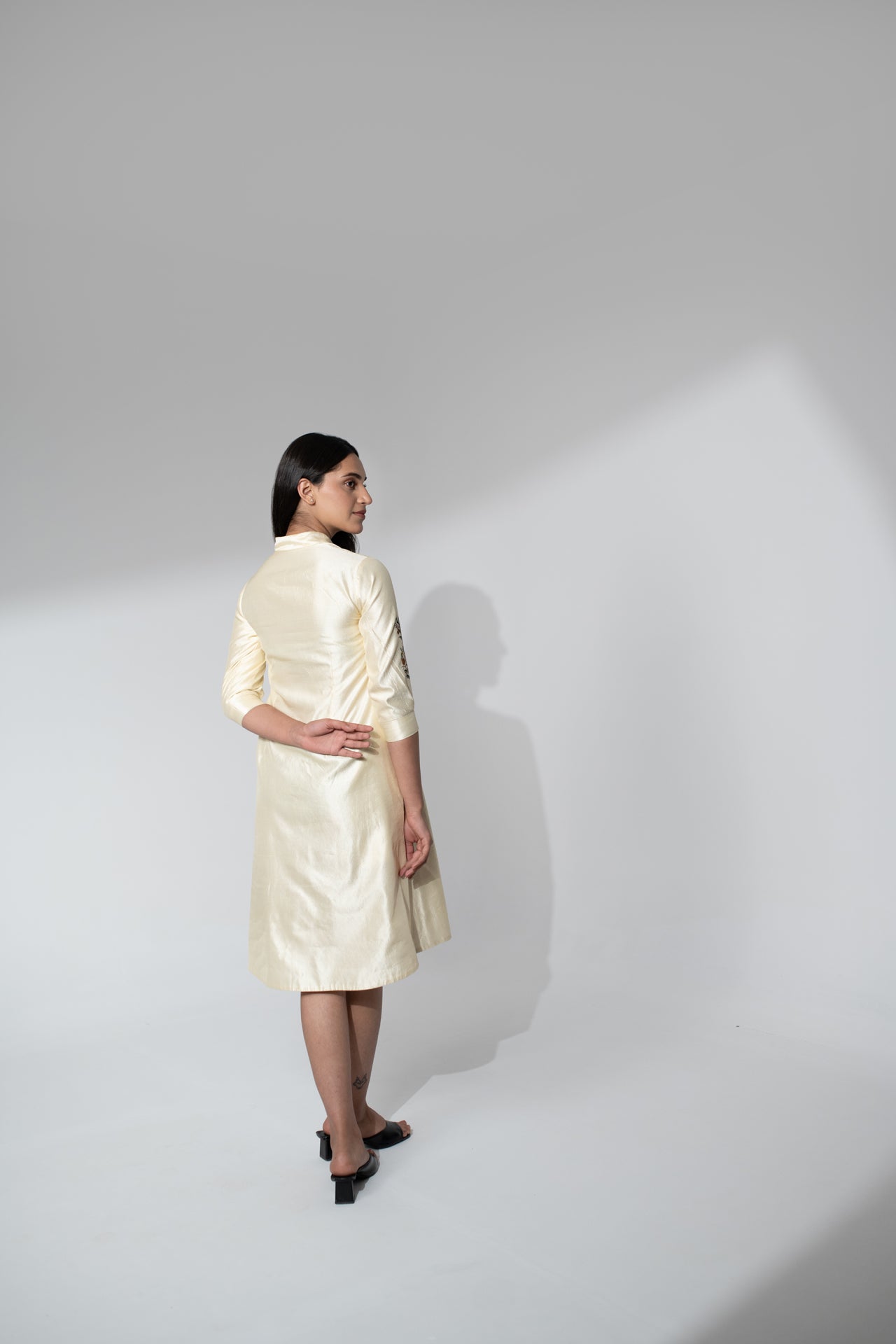 Silk Dress with Applique and Thread Work