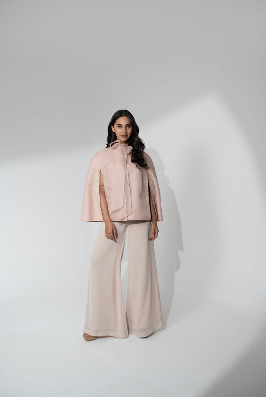 Thread Work Organza Cape with Georgette Pants